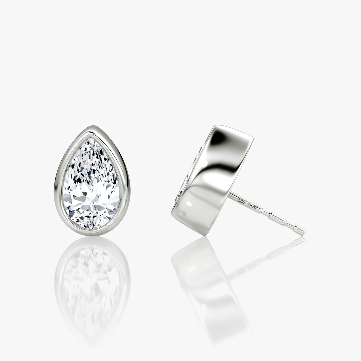 Bezel Solitaire Stud | Pear | 14k | White Gold | caratWeight: 1.0ct