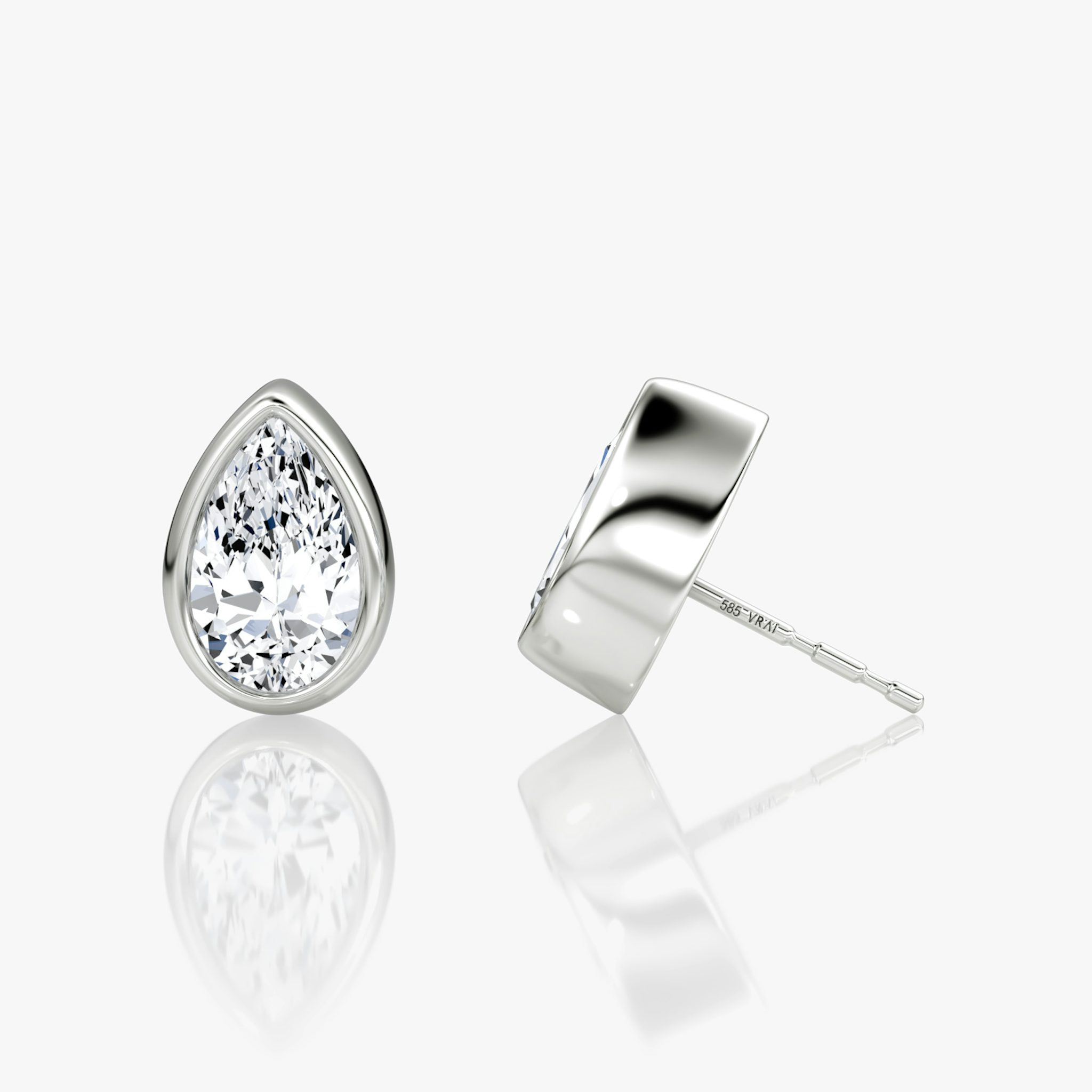 Bezel Solitaire Stud | Pear | 14k | White Gold | caratWeight: other