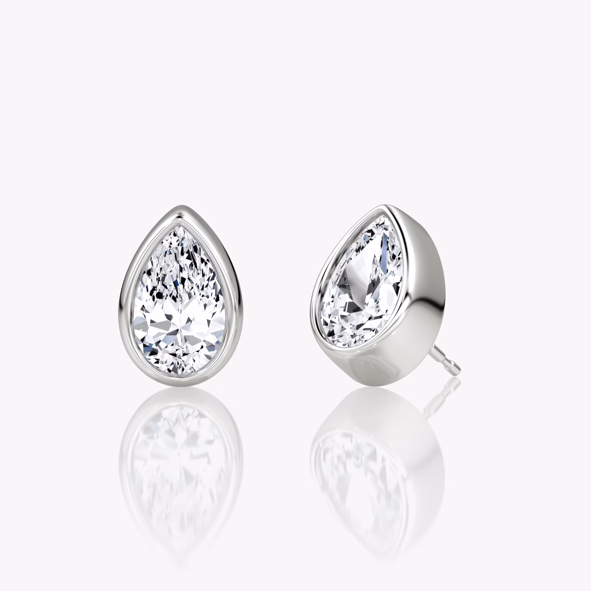 Bezel Solitaire Stud | Pear | 14k | White Gold | caratWeight: other