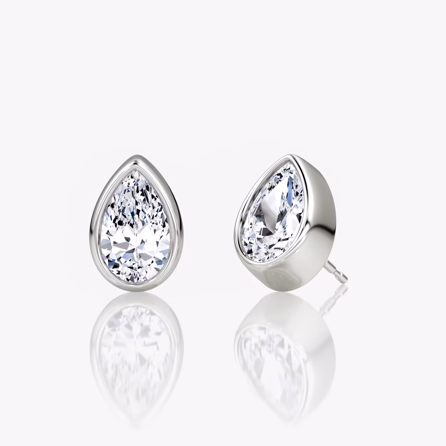 Bezel Solitaire Stud Pear | White Gold