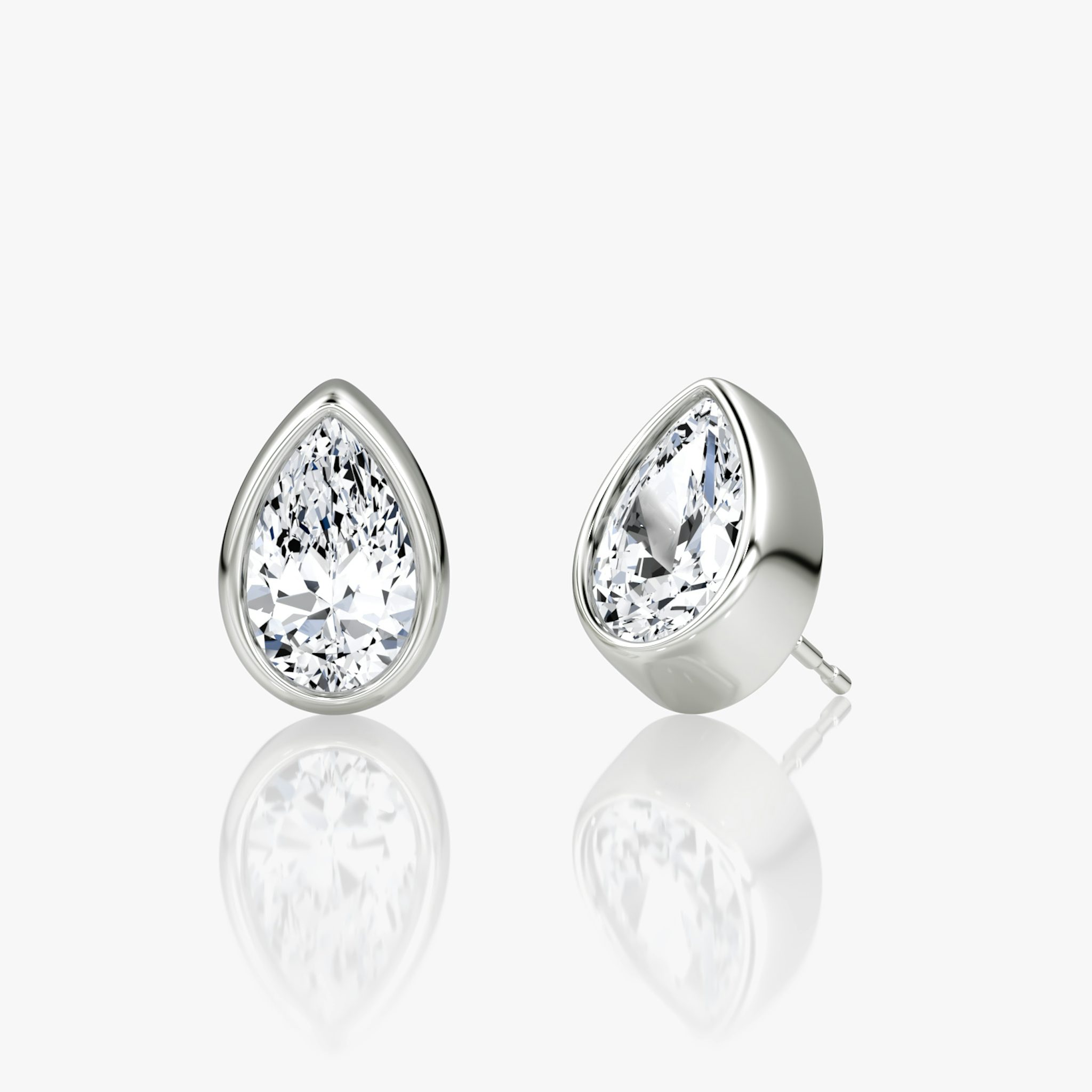Bezel Solitaire Stud | Pear | 14k | White Gold | caratWeight: other