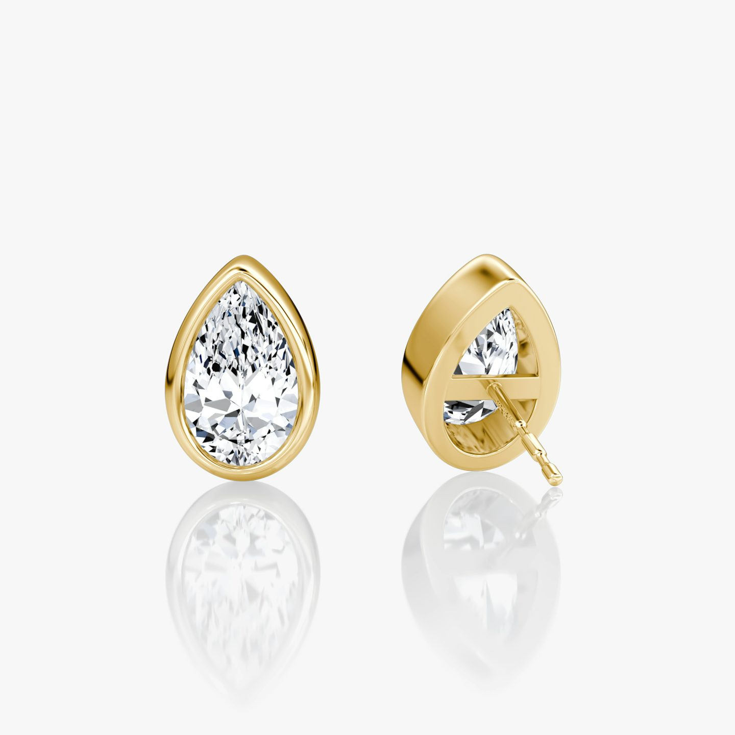 Bezel Solitaire Stud | Pear | 14k | Yellow Gold | caratWeight: 1.0ct
