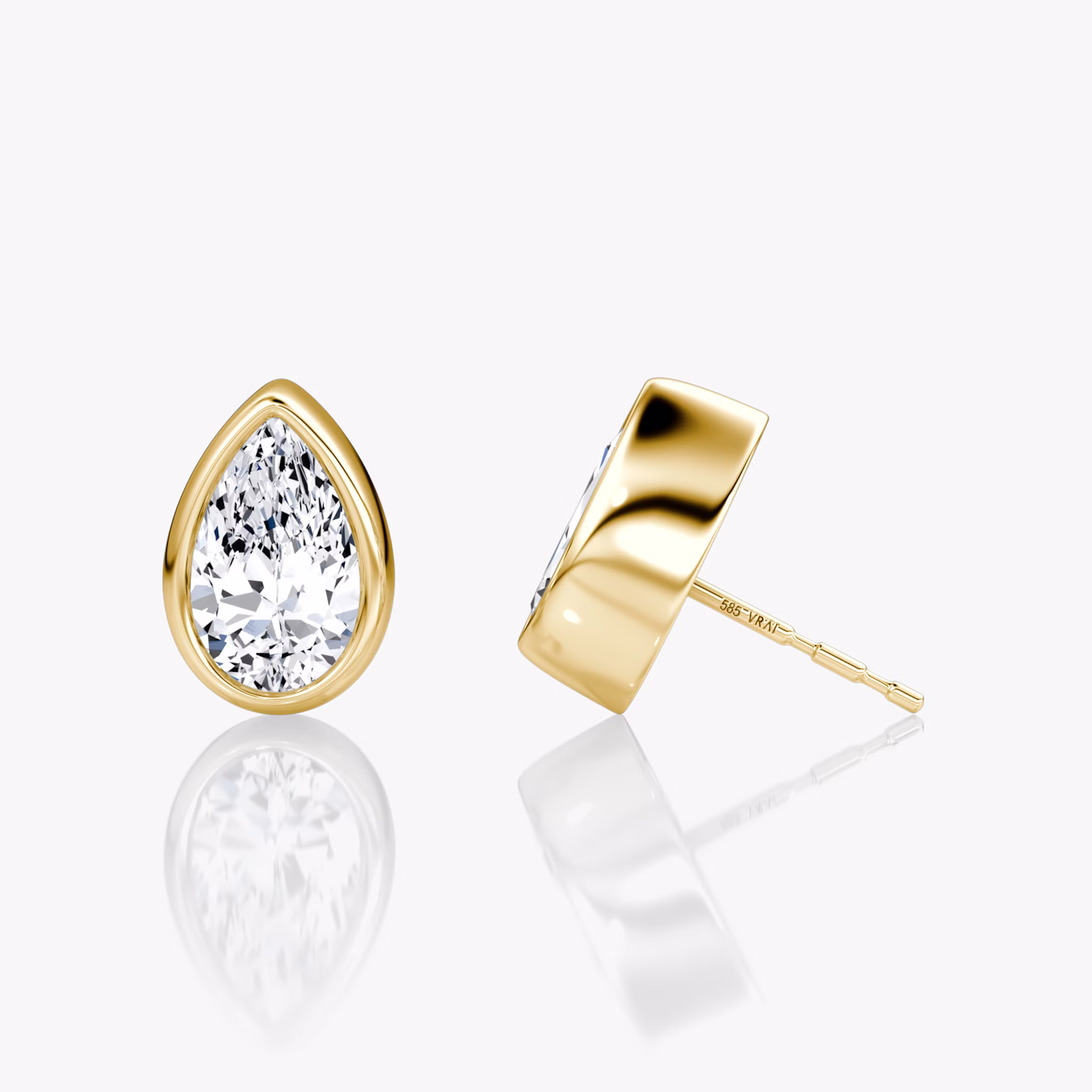 Bezel Solitaire Stud | Pear | 14k | Yellow Gold | caratWeight: other