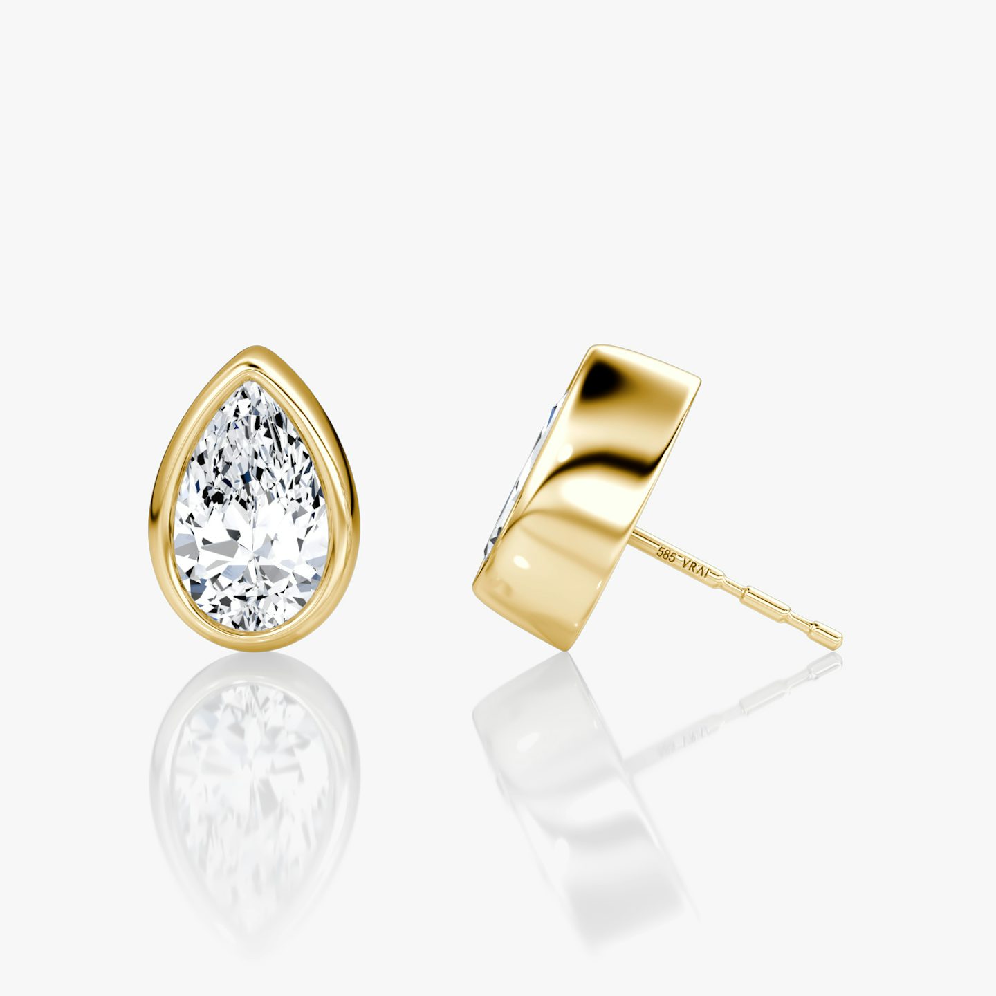 Bezel Solitaire Stud | Pear | 14k | Yellow Gold | caratWeight: 1.0ct