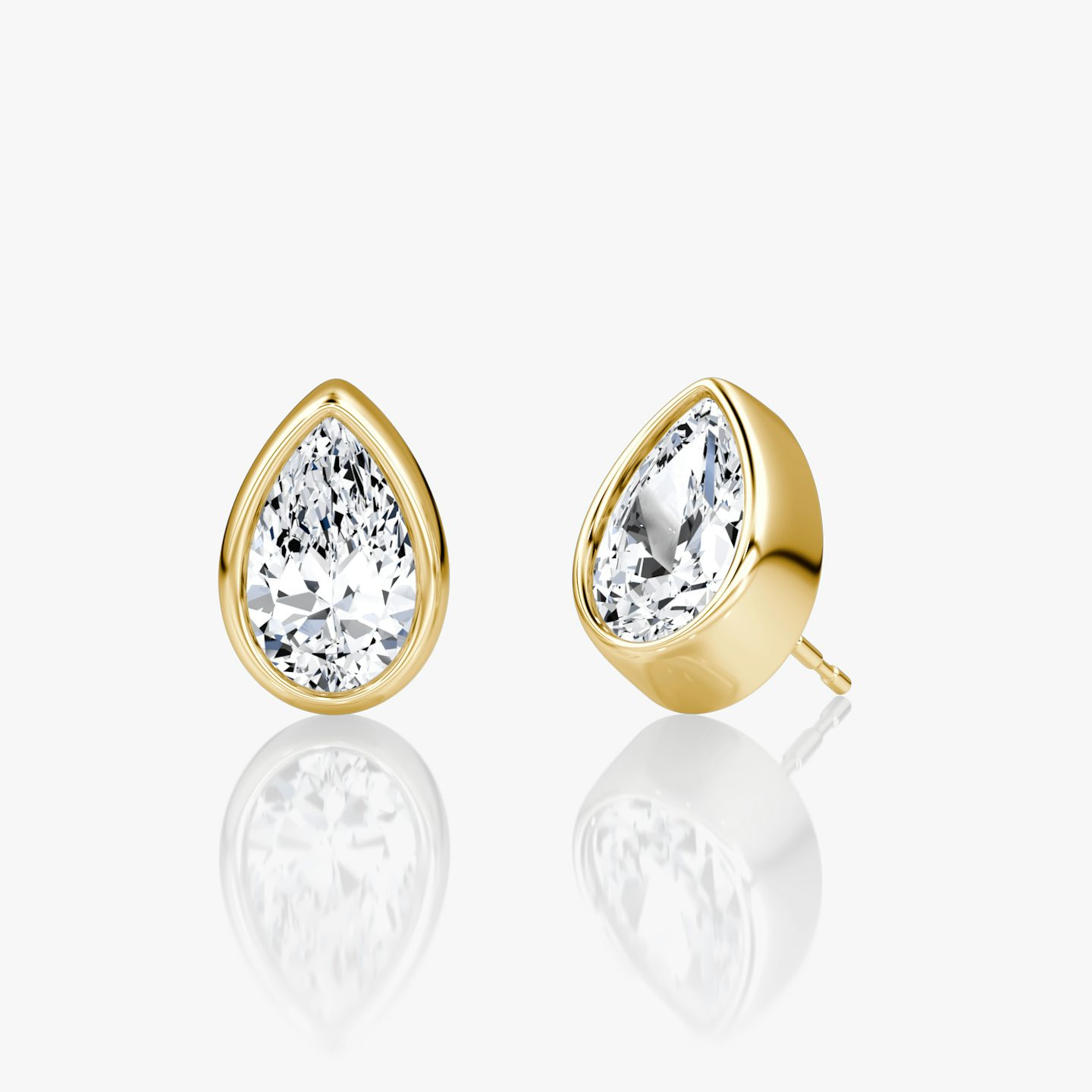 Bezel Solitaire Stud | Pear | 14k | Yellow Gold | caratWeight: 1.0ct