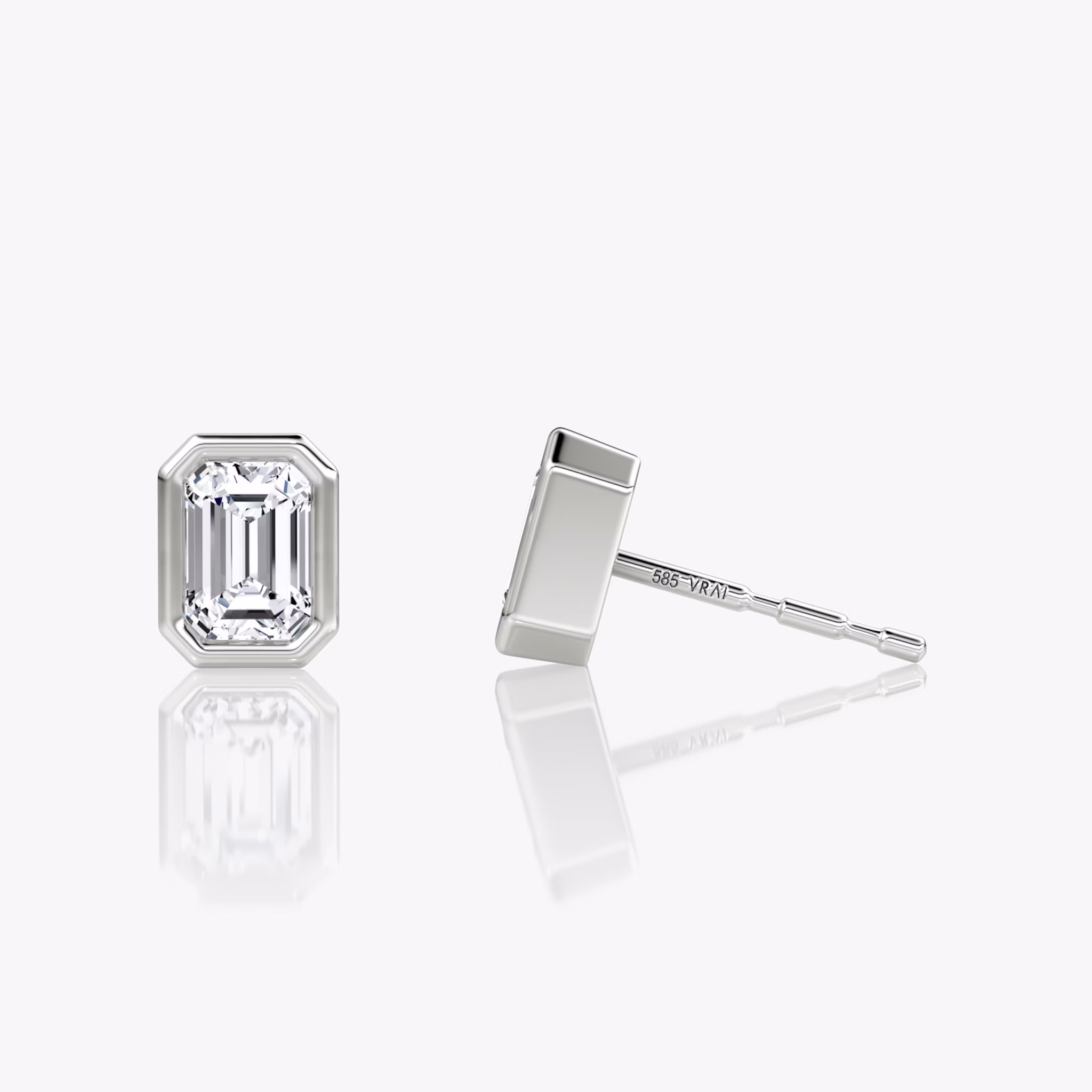 Bezel Solitaire Stud | Emerald | 14k | White Gold | caratWeight: 0.25ct
