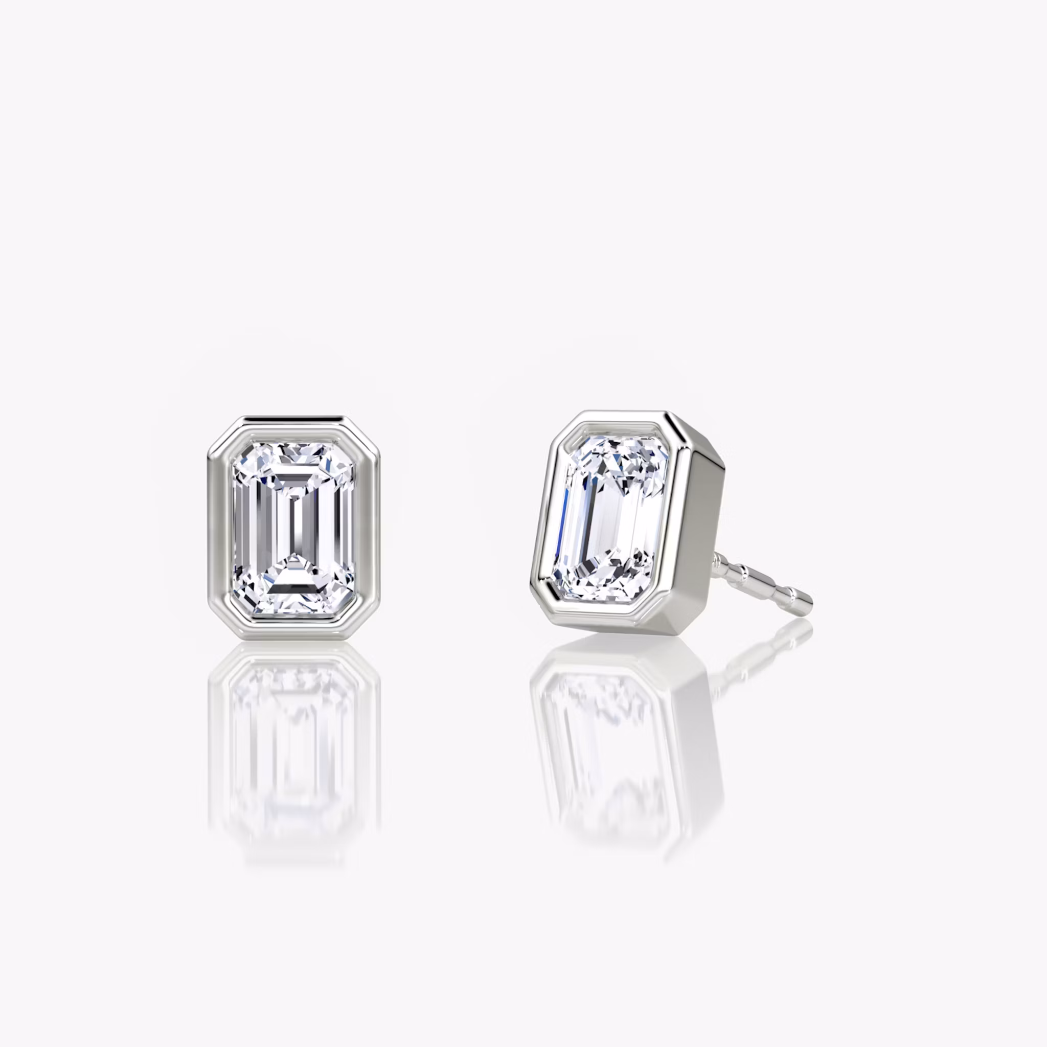 Bezel Solitaire Stud Emerald | White Gold