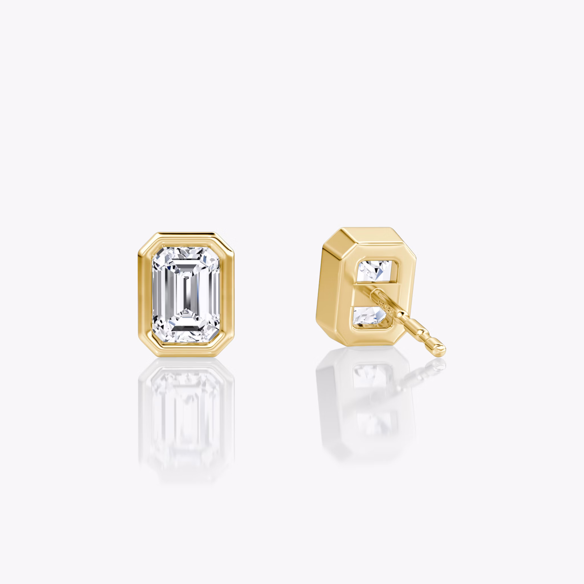 Bezel Solitaire Stud | Emerald | 14k | Yellow Gold | caratWeight: 0.25ct