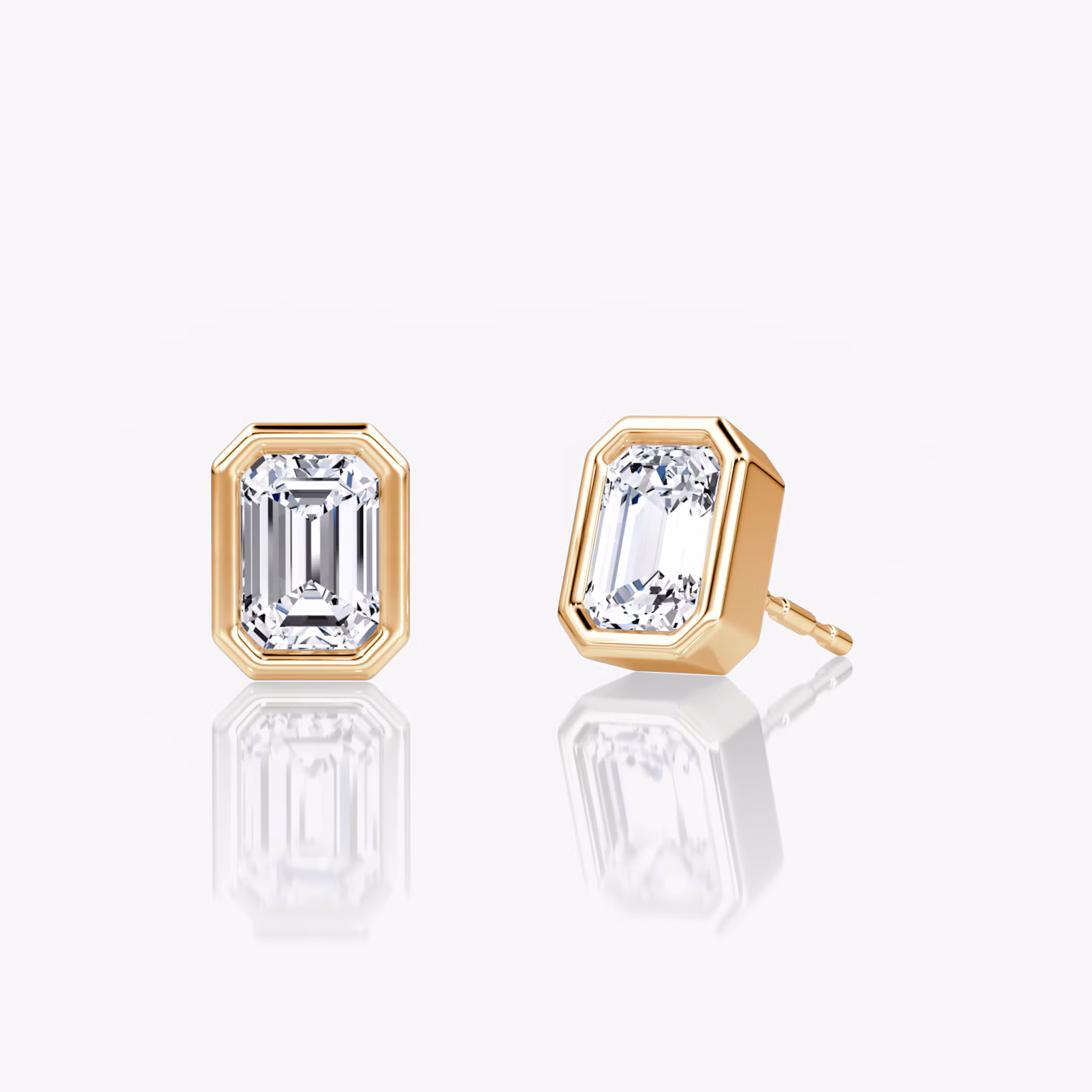 Bezel Solitaire Stud Emerald | Rose Gold