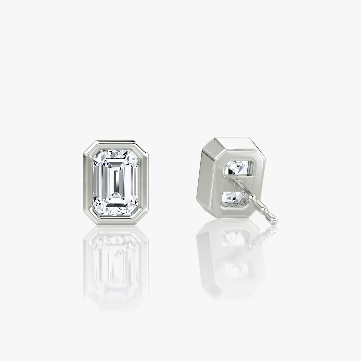 Bezel Solitaire Stud | Emerald | 14k | White Gold | caratWeight: 0.50ct