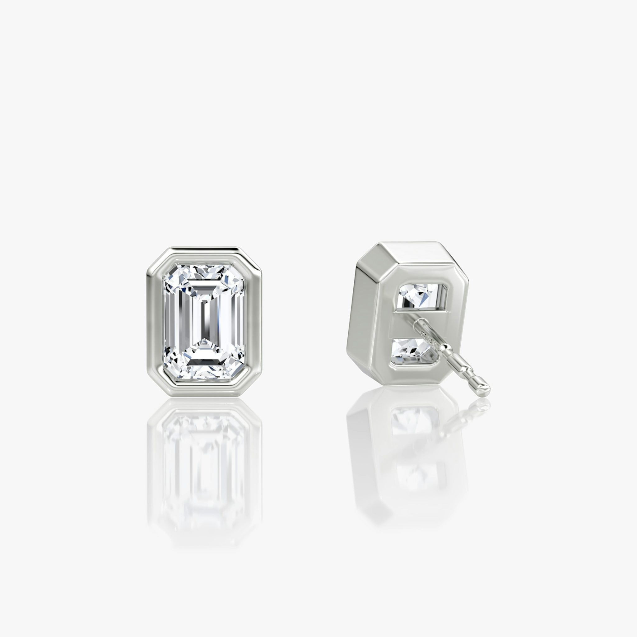 Bezel Solitaire Stud | Emerald | 14k | White Gold | caratWeight: 0.50ct