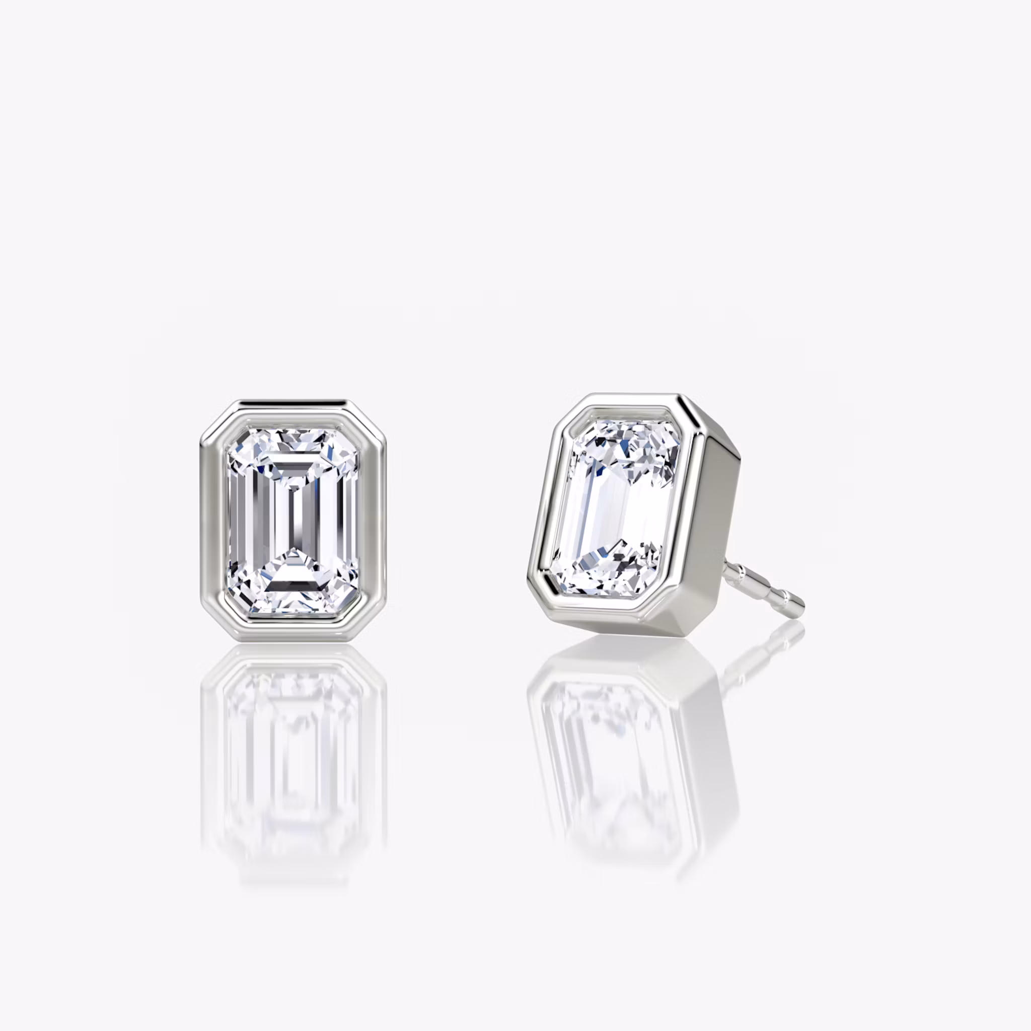 Bezel Solitaire Stud Emerald | White Gold