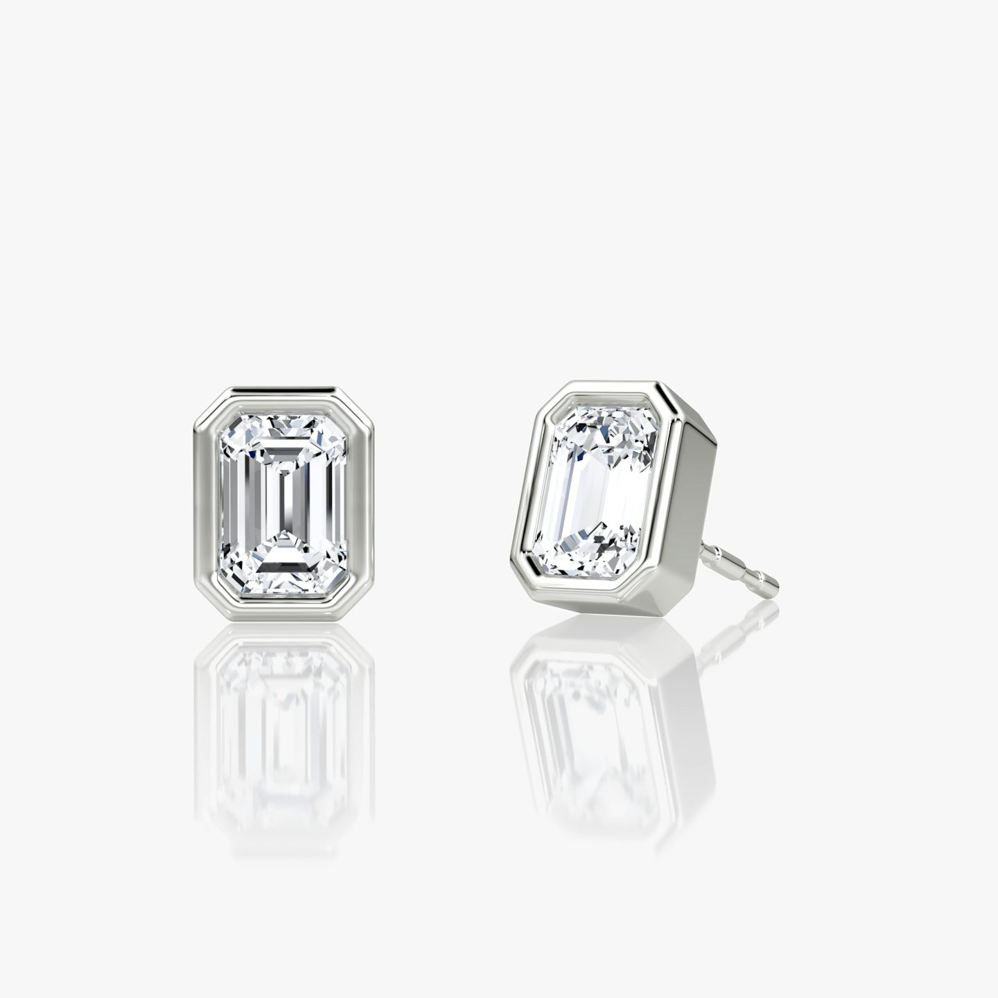 Bezel Solitaire Stud | Emerald | 14k | White Gold | caratWeight: 0.50ct