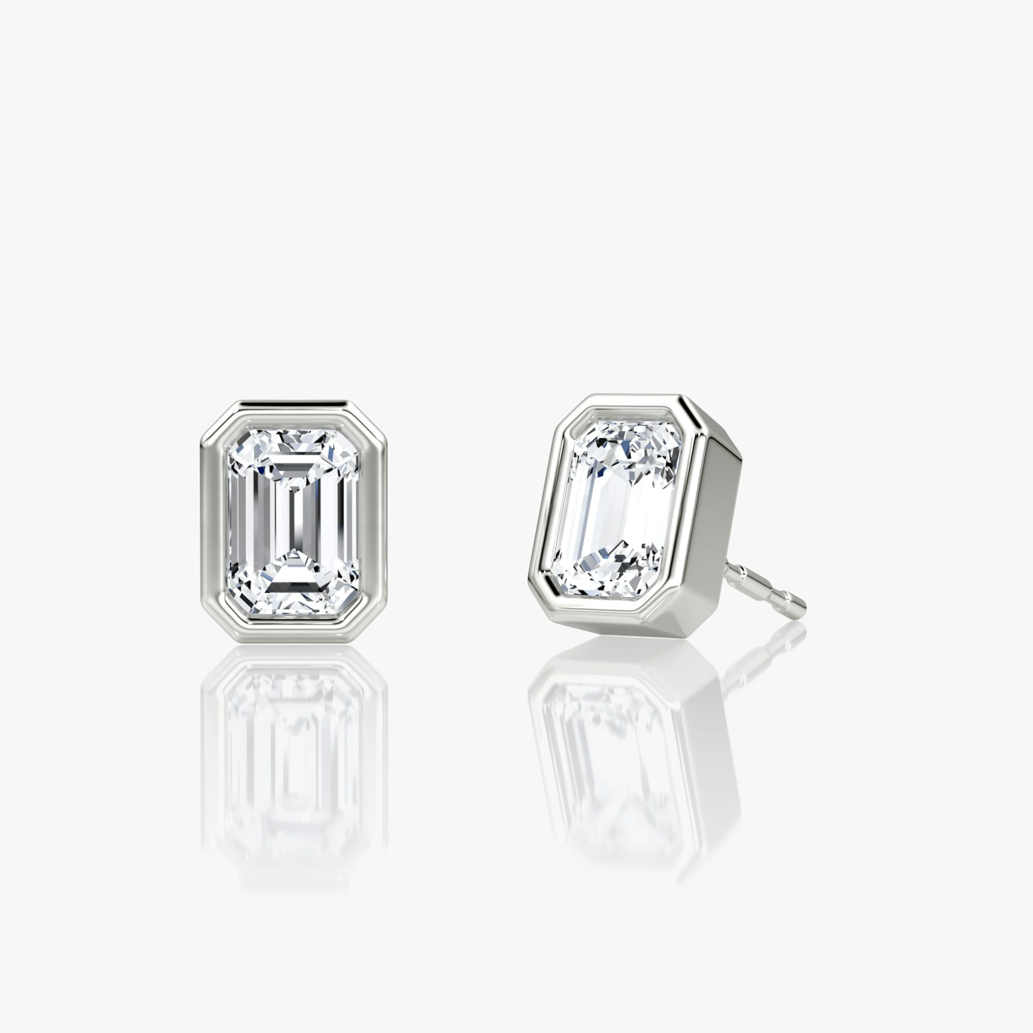 Bezel Solitaire Stud | Emerald | 14k | White Gold | caratWeight: 0.50ct