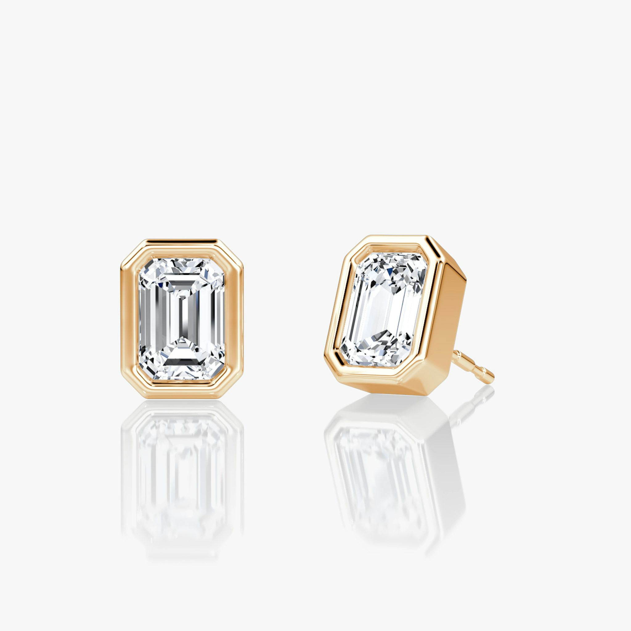 Bezel Solitaire Stud | Emerald | 14k | Rose Gold | caratWeight: 0.75ct