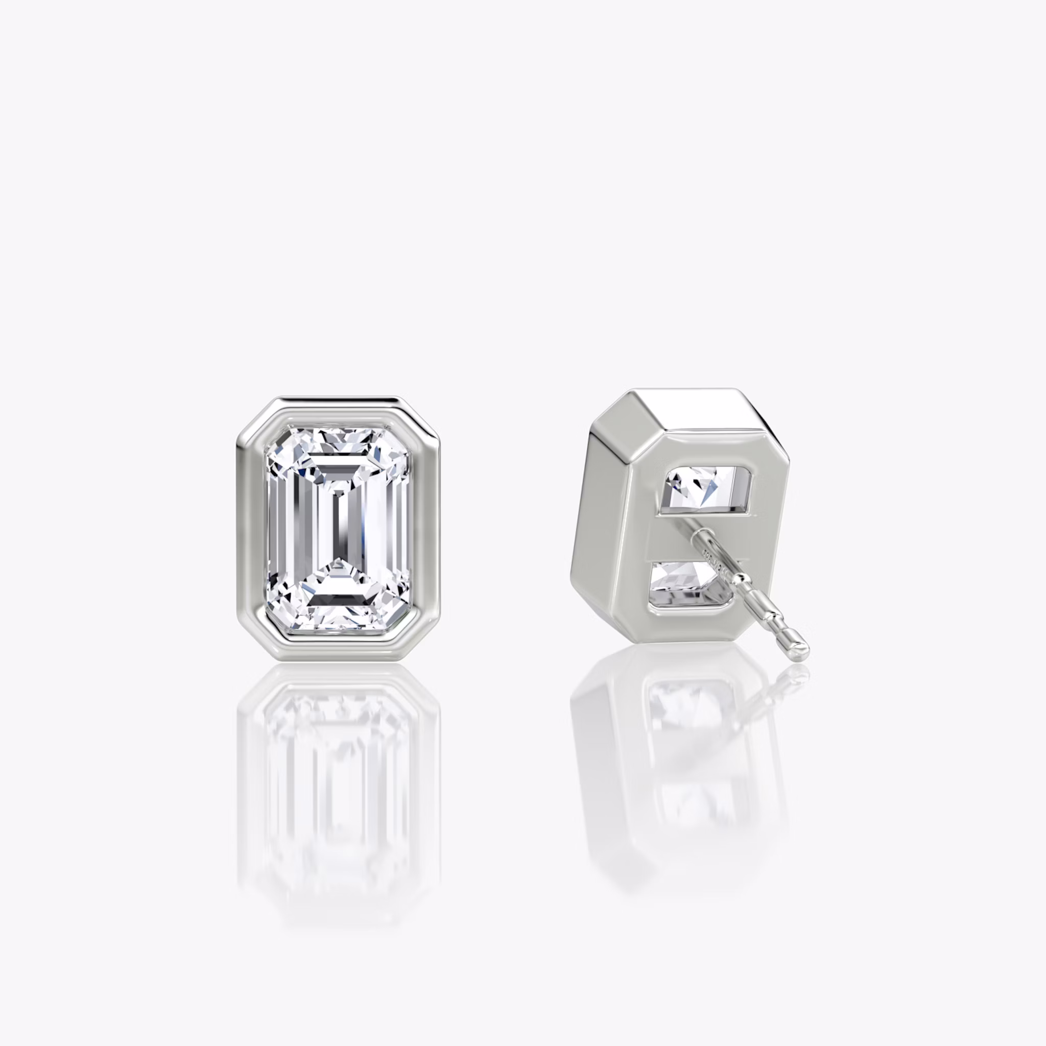 Bezel Solitaire Stud | Emerald | 14k | White Gold | caratWeight: 0.75ct