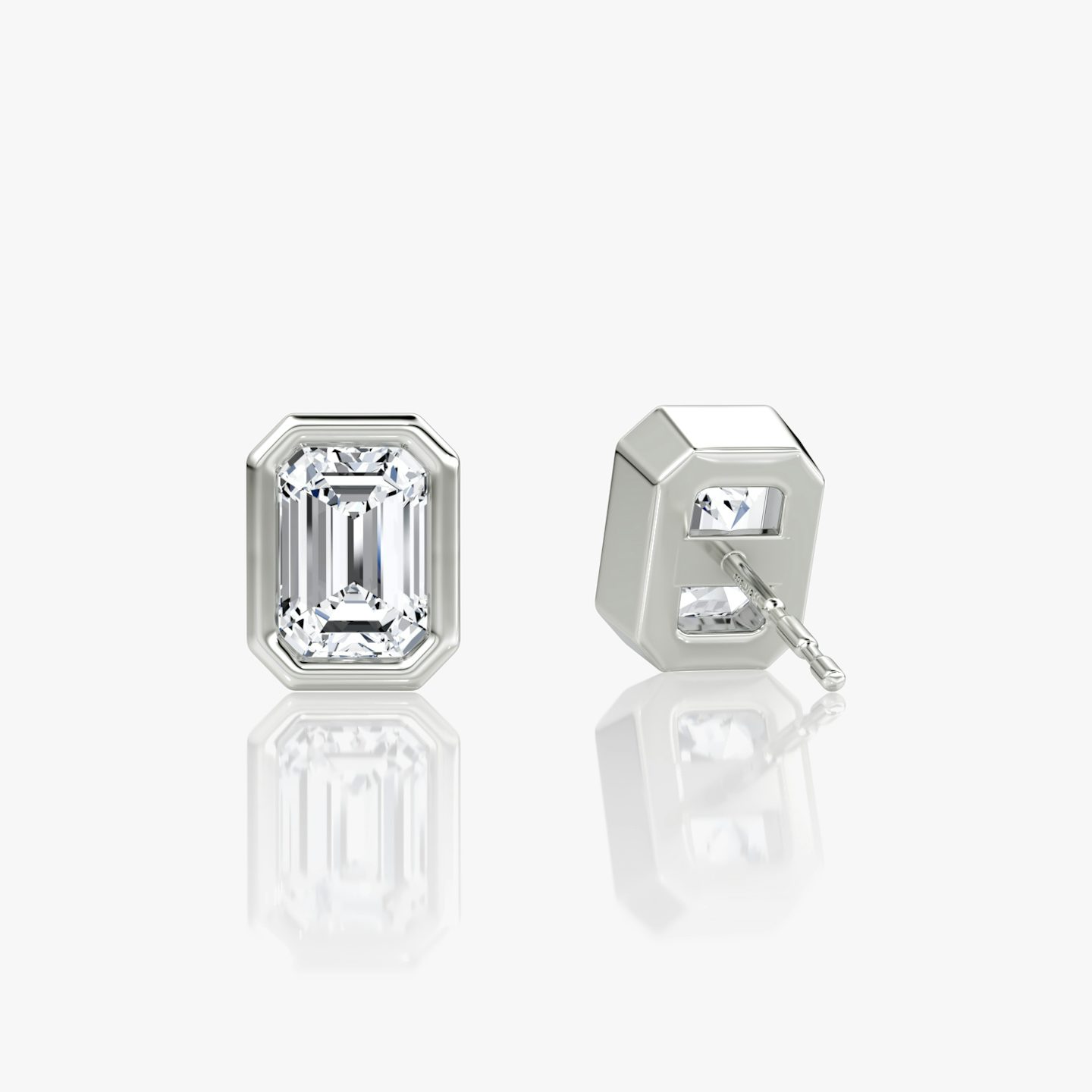 Bezel Solitaire Stud | Emerald | 14k | White Gold | caratWeight: 0.75ct
