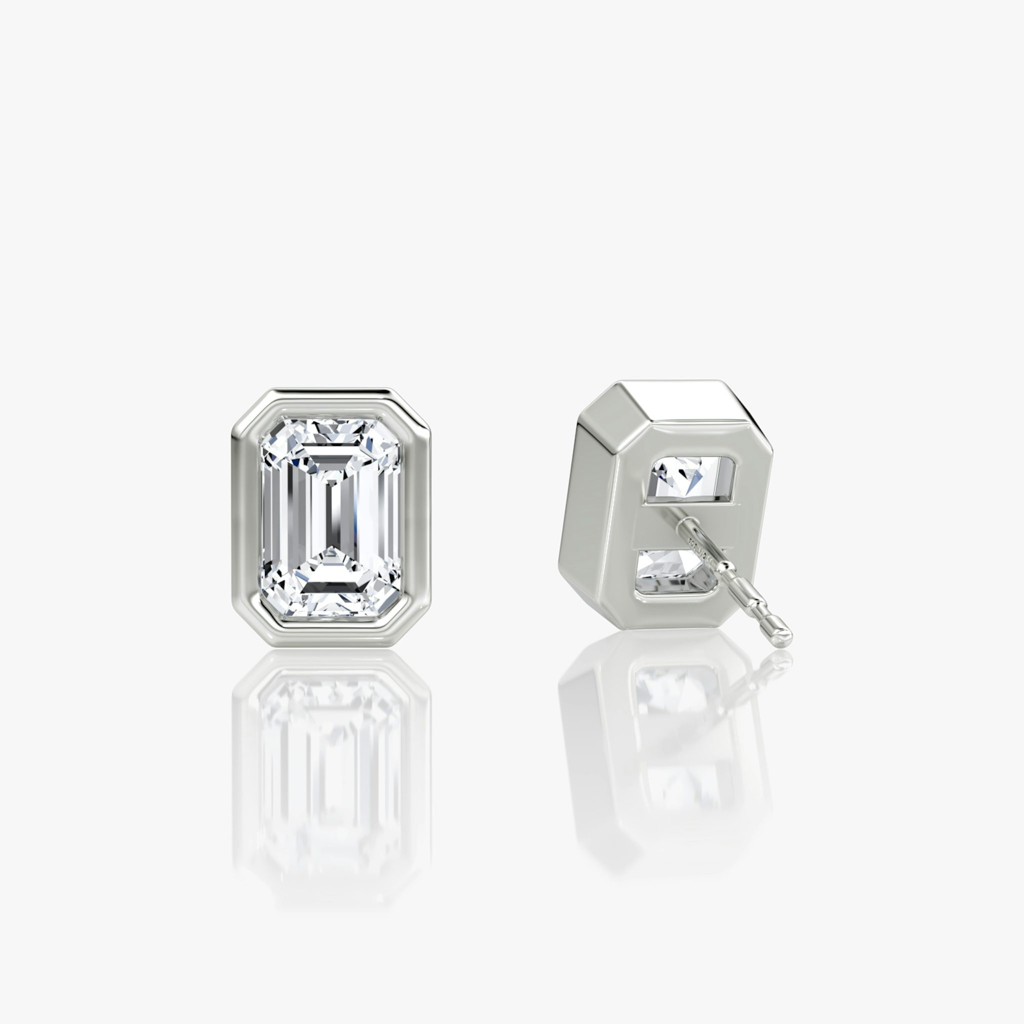 Bezel Solitaire Stud | Emerald | 14k | White Gold | caratWeight: 0.75ct