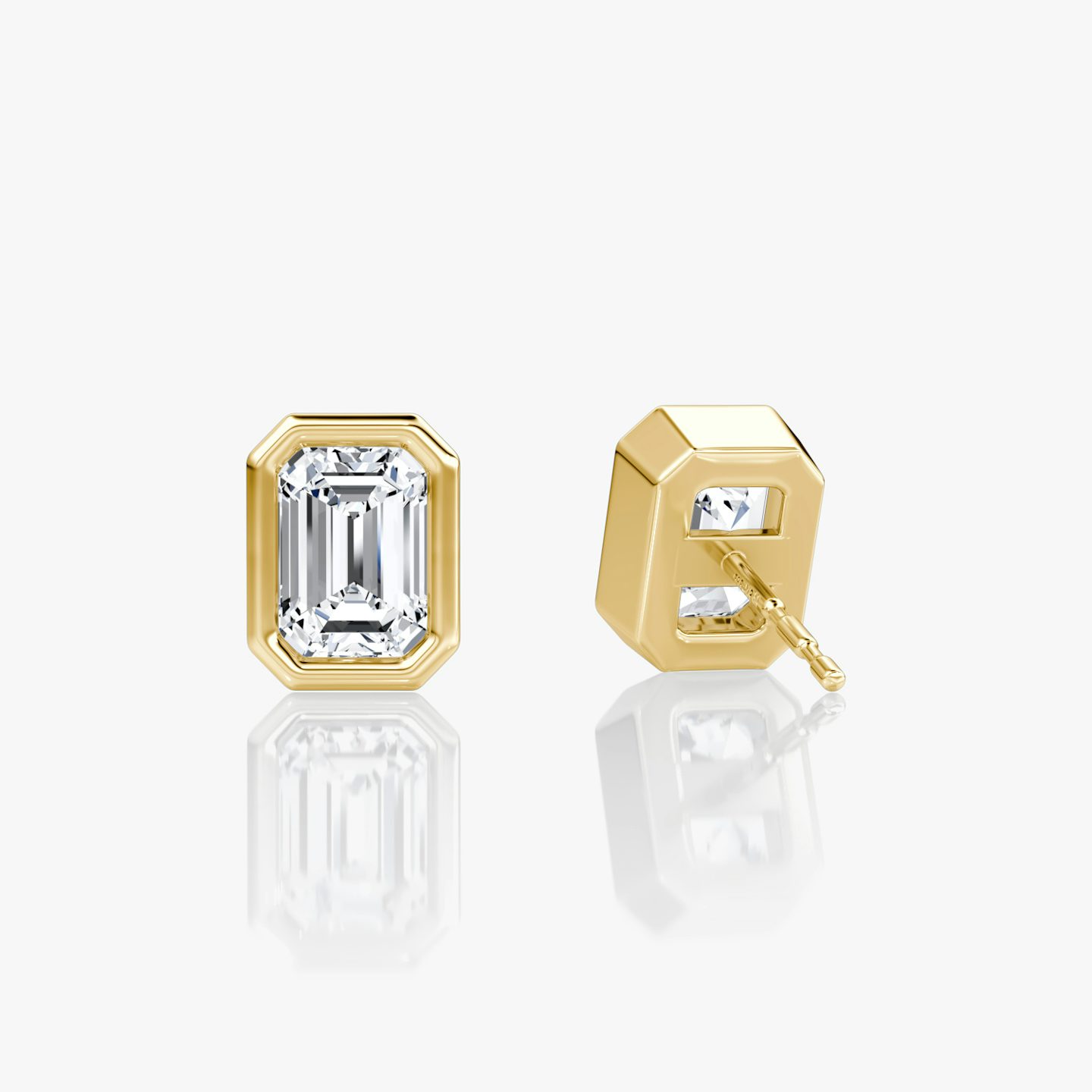 Bezel Solitaire Stud | Emerald | 14k | Yellow Gold | caratWeight: 0.75ct