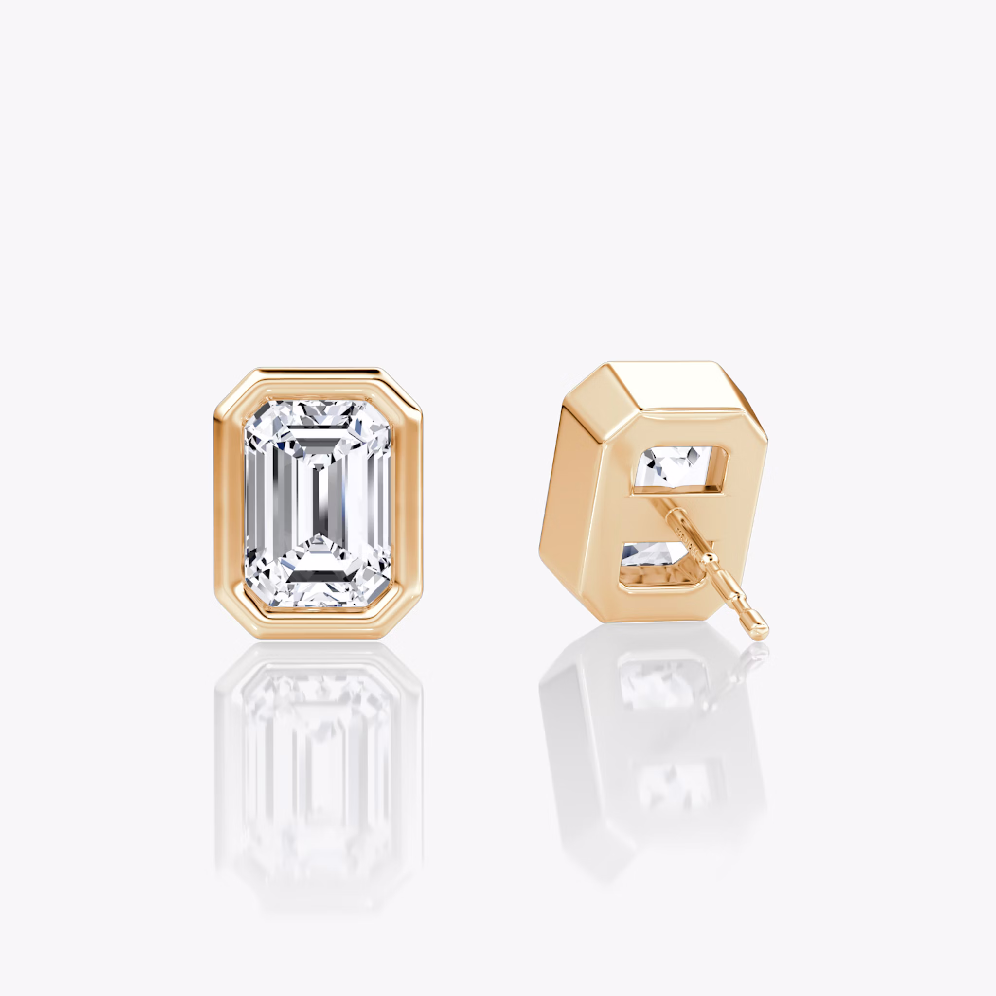 Bezel Solitaire Stud | Emerald | 14k | Rose Gold | caratWeight: other
