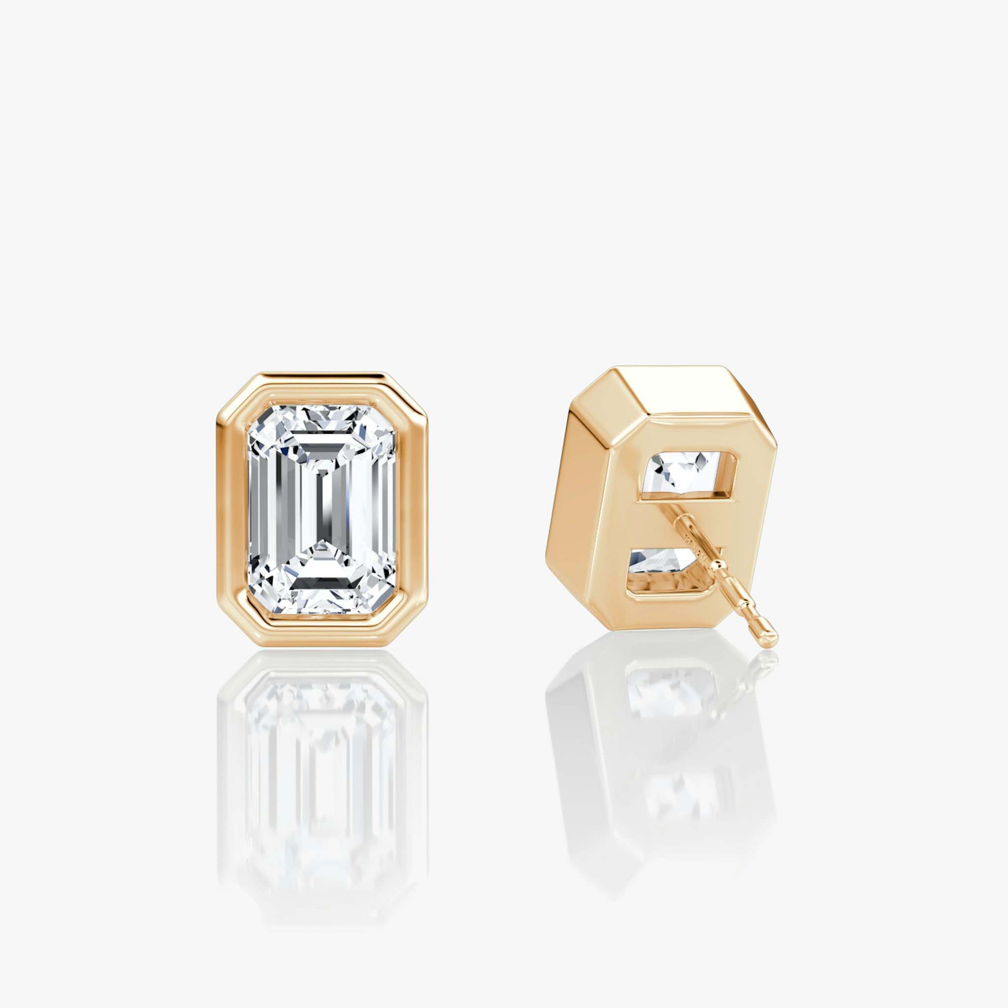 Bezel Solitaire Stud | Emerald | 14k | Rose Gold | caratWeight: other