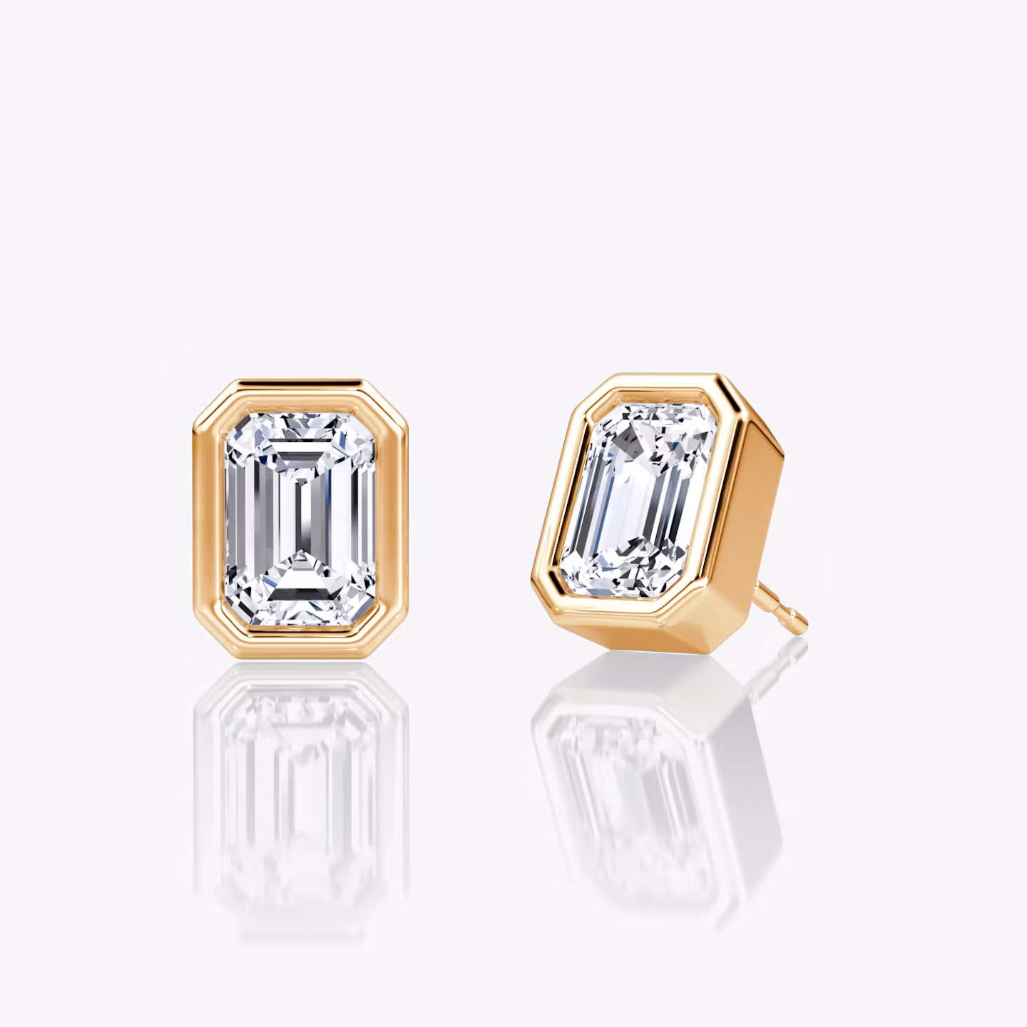 Bezel Solitaire Stud Emerald | Rose Gold
