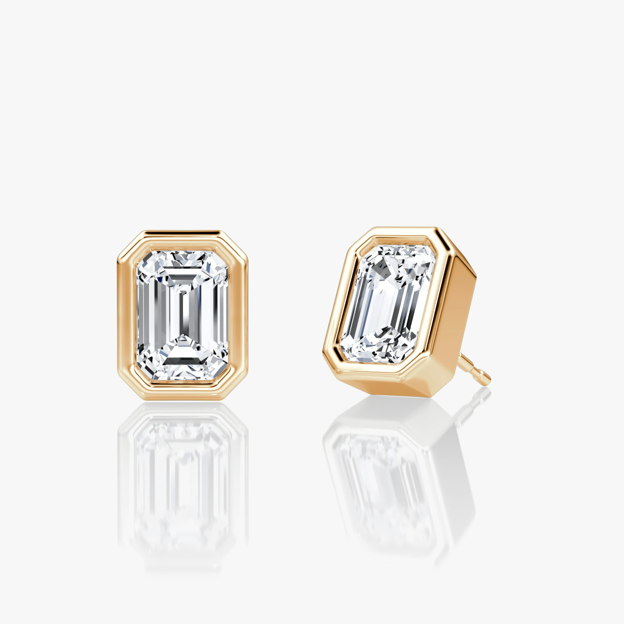 Bezel Solitaire Stud | Emerald | 14k | Rose Gold | caratWeight: other