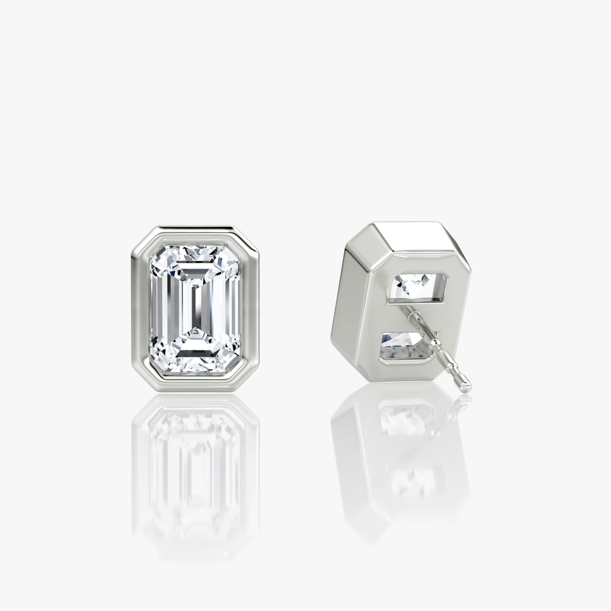 Bezel Solitaire Stud | Emerald | 14k | White Gold | caratWeight: other