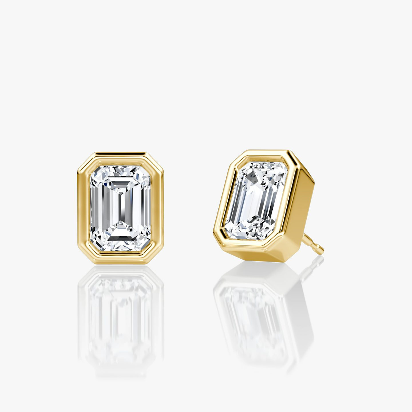 Bezel Solitaire Stud | Emerald | 14k | Yellow Gold | caratWeight: other