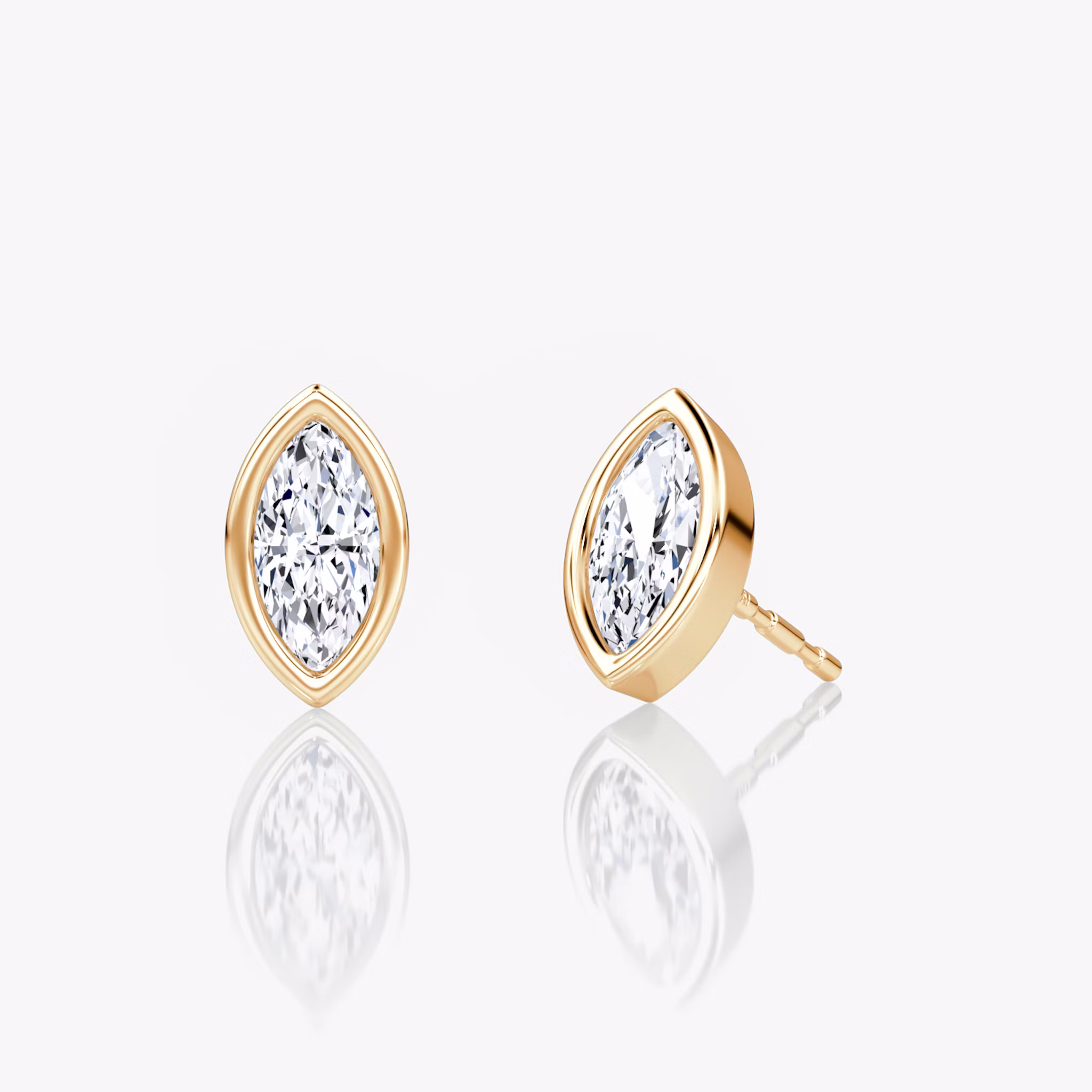 Bezel Solitaire Stud Marquise | Rose Gold
