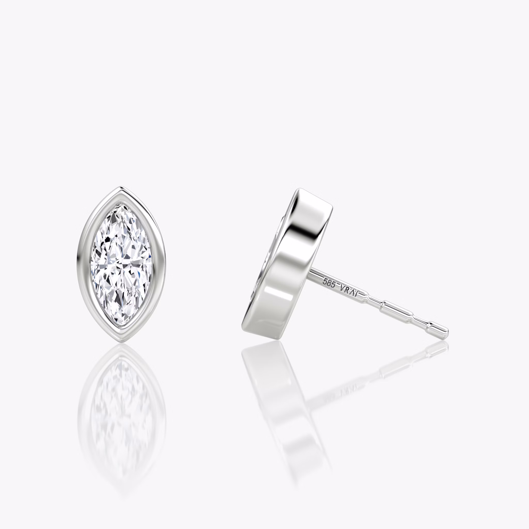 Bezel Solitaire Stud | Marquise | 14k | White Gold | caratWeight: 0.25ct