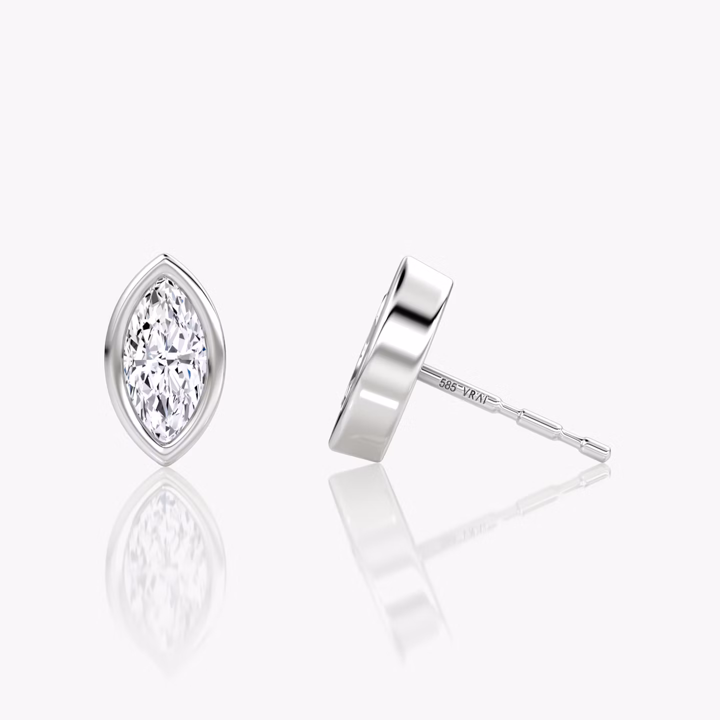 Bezel Solitaire Stud | Marquise | 14k | White Gold | caratWeight: 0.25ct