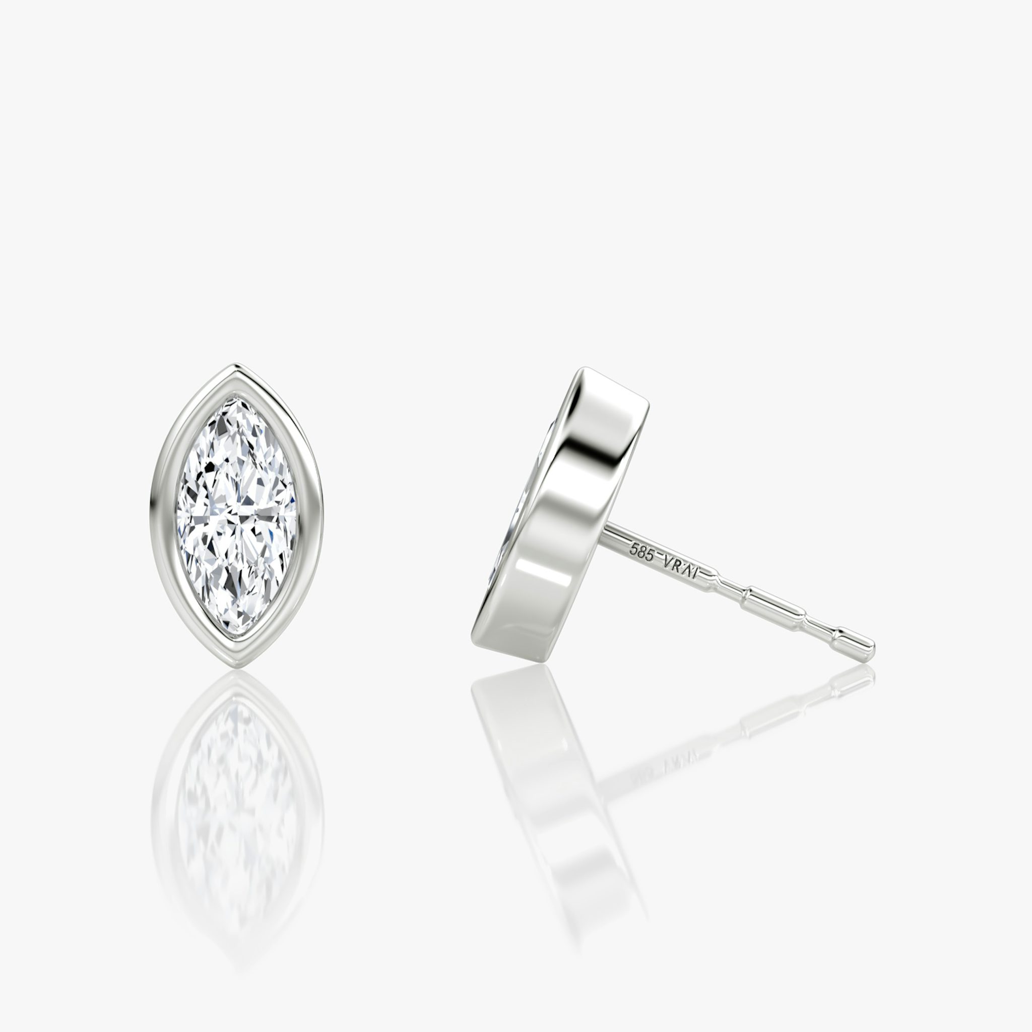 Bezel Solitaire Stud | Marquise | 14k | White Gold | caratWeight: 0.25ct