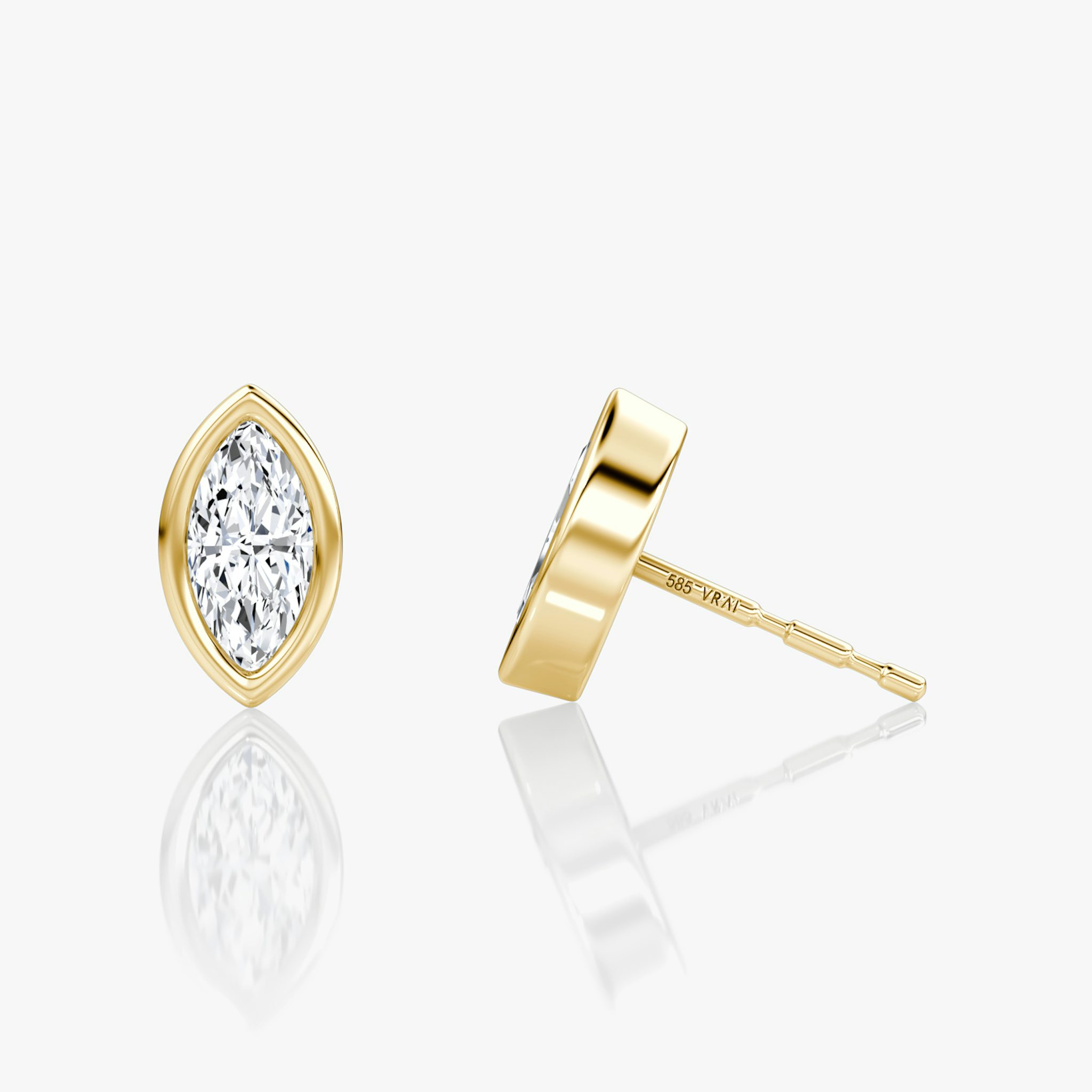 Bezel Solitaire Stud | Marquise | 14k | Yellow Gold | caratWeight: 0.25ct