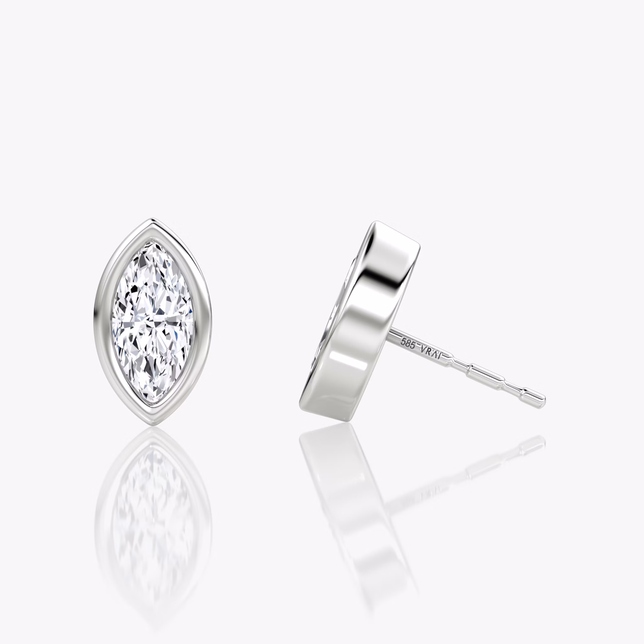 Bezel Solitaire Stud | Marquise | 14k | White Gold | caratWeight: 0.50ct