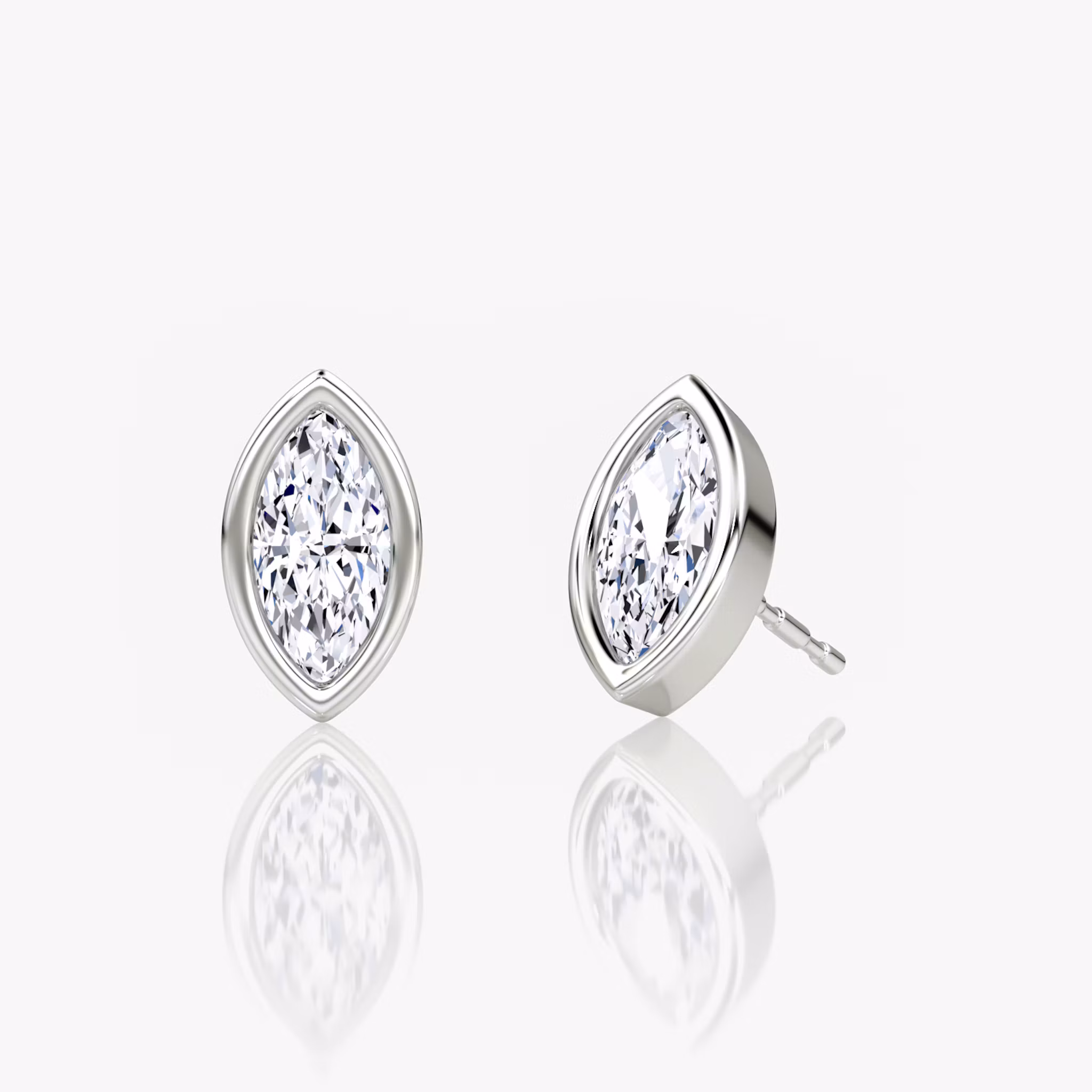 Bezel Solitaire Stud Marquise | White Gold