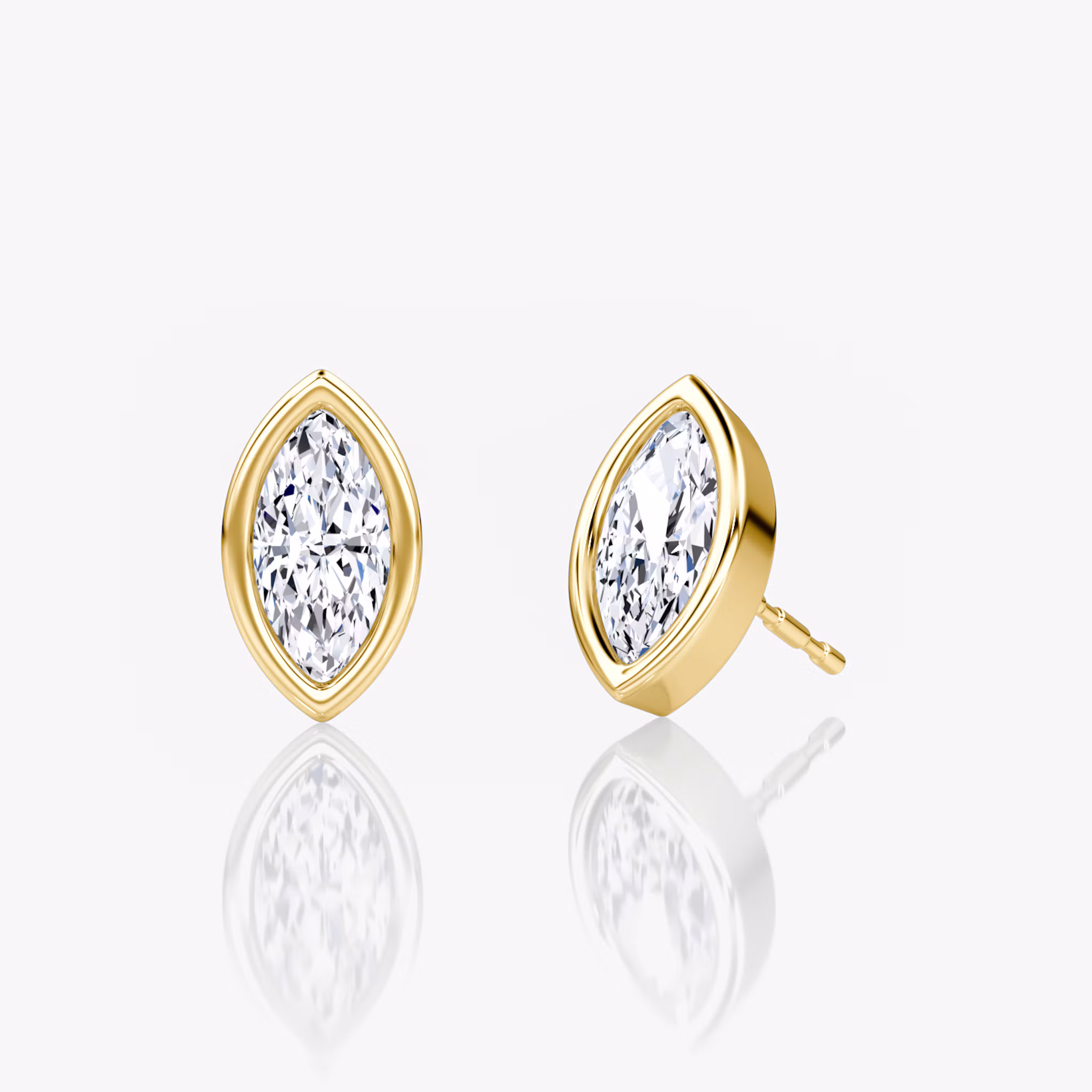 Bezel Solitaire Stud Marquise | Yellow Gold