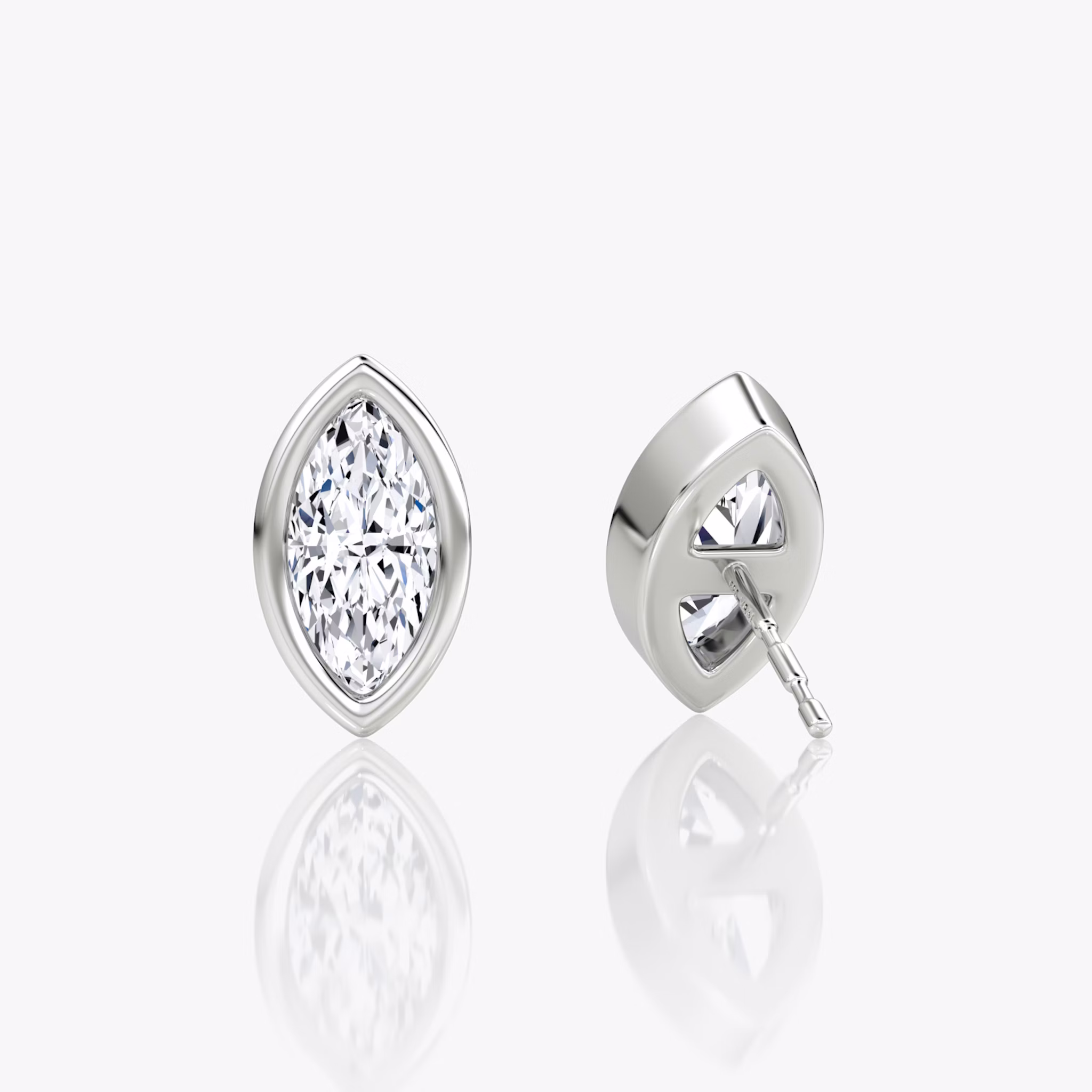 Bezel Solitaire Stud | Marquise | 14k | White Gold | caratWeight: 0.75ct