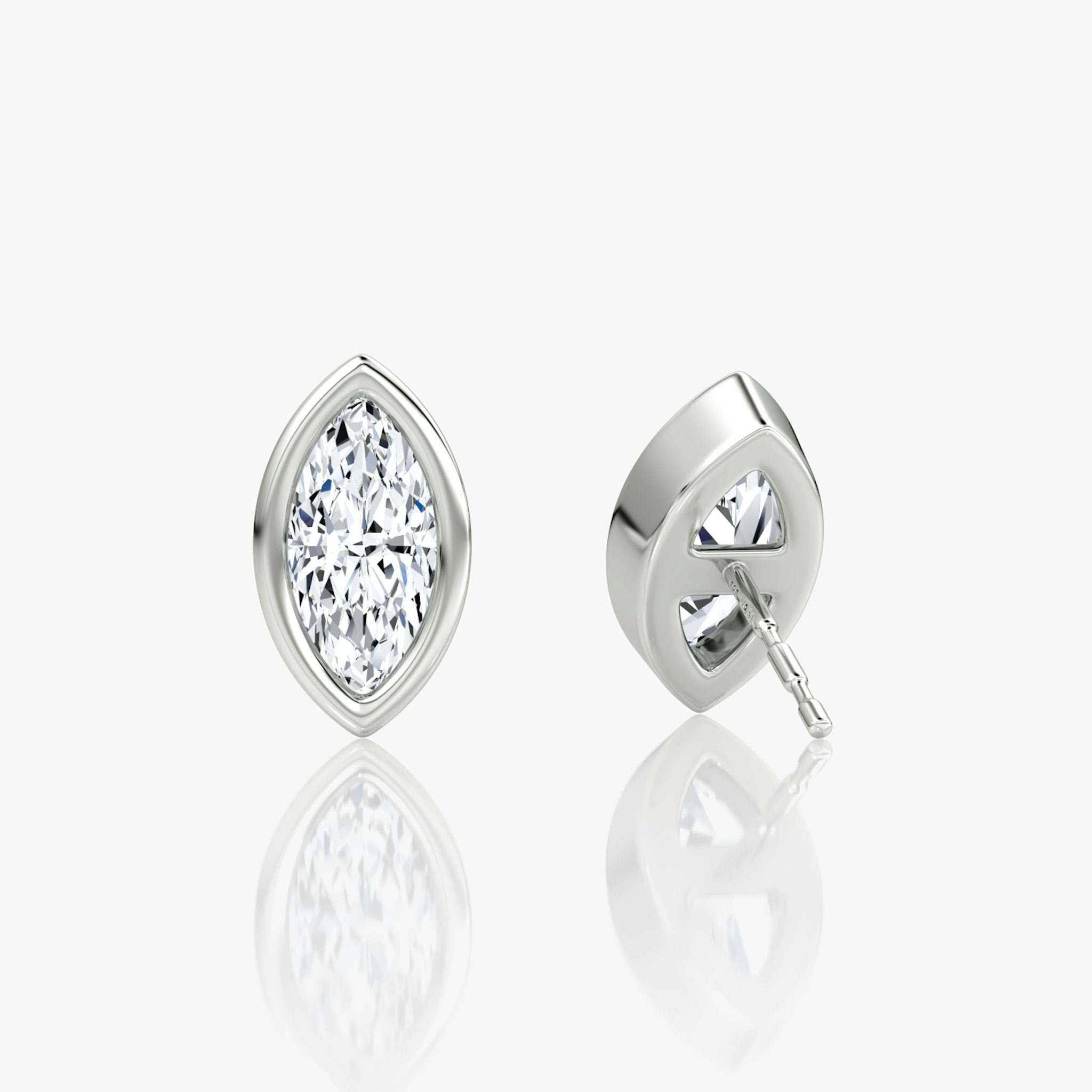 Bezel Solitaire Stud | Marquise | 14k | White Gold | caratWeight: 0.75ct
