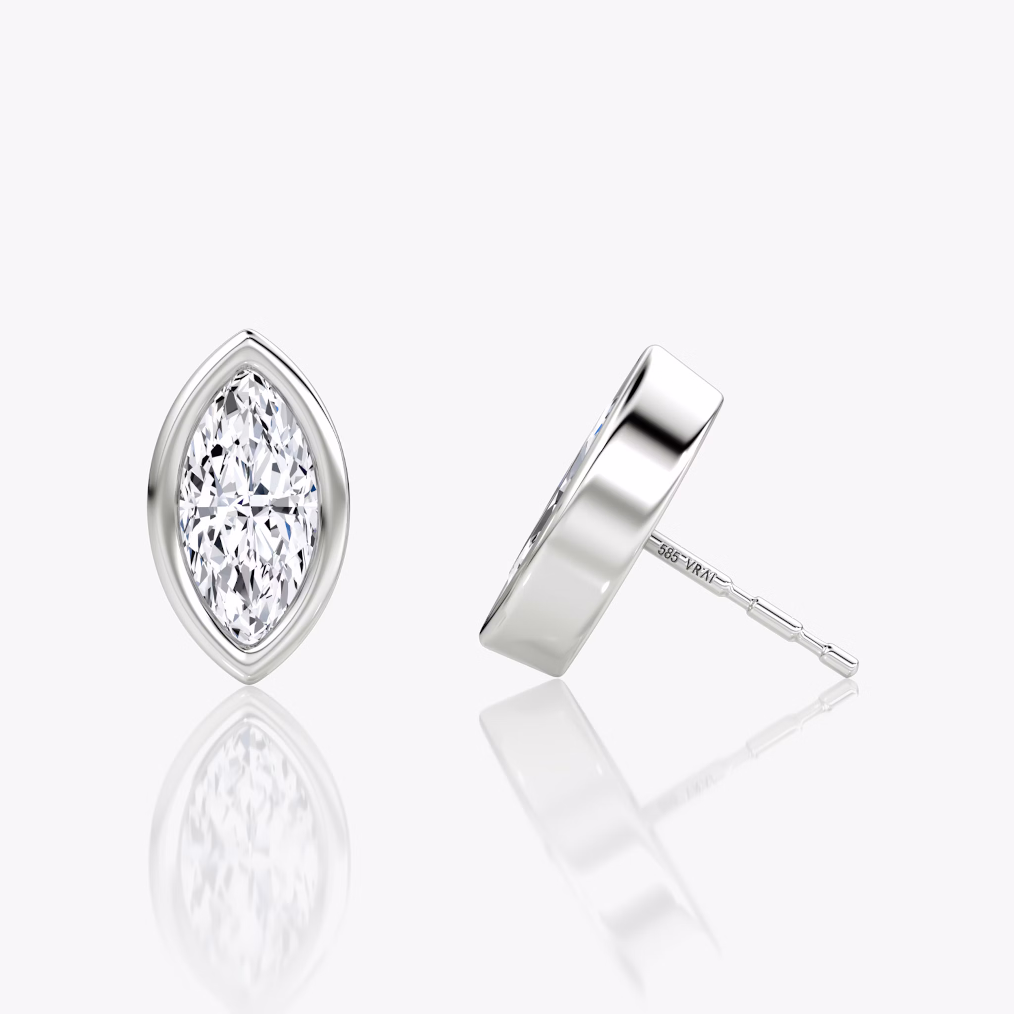 Bezel Solitaire Stud | Marquise | 14k | White Gold | caratWeight: 0.75ct