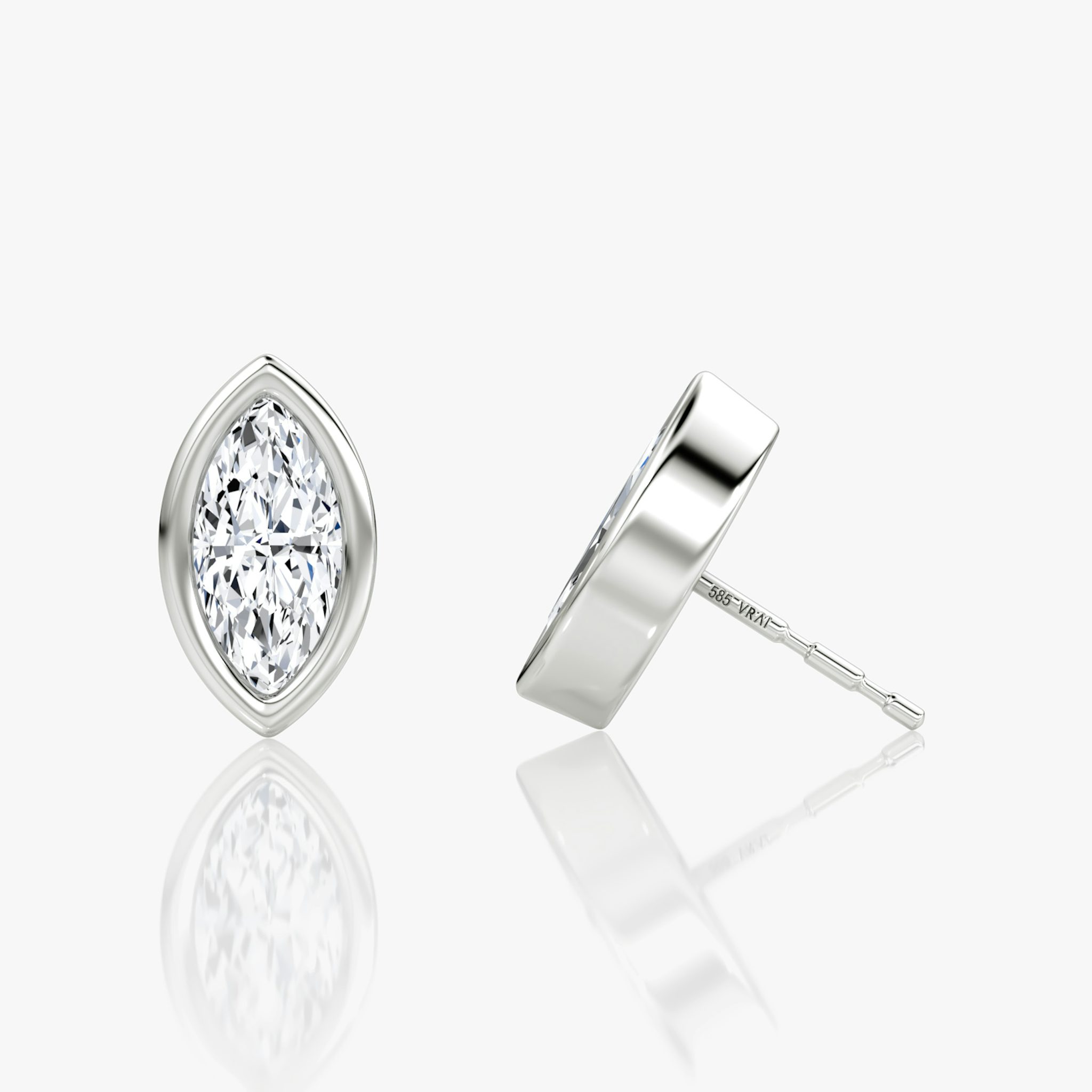 Bezel Solitaire Stud | Marquise | 14k | White Gold | caratWeight: 0.75ct