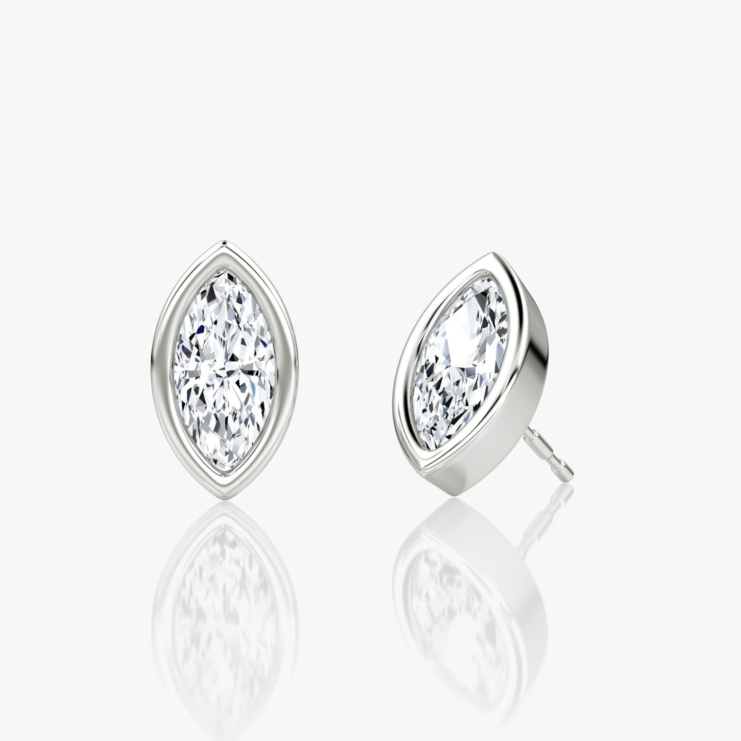 Bezel Solitaire Stud | Marquise | 14k | White Gold | caratWeight: 0.75ct