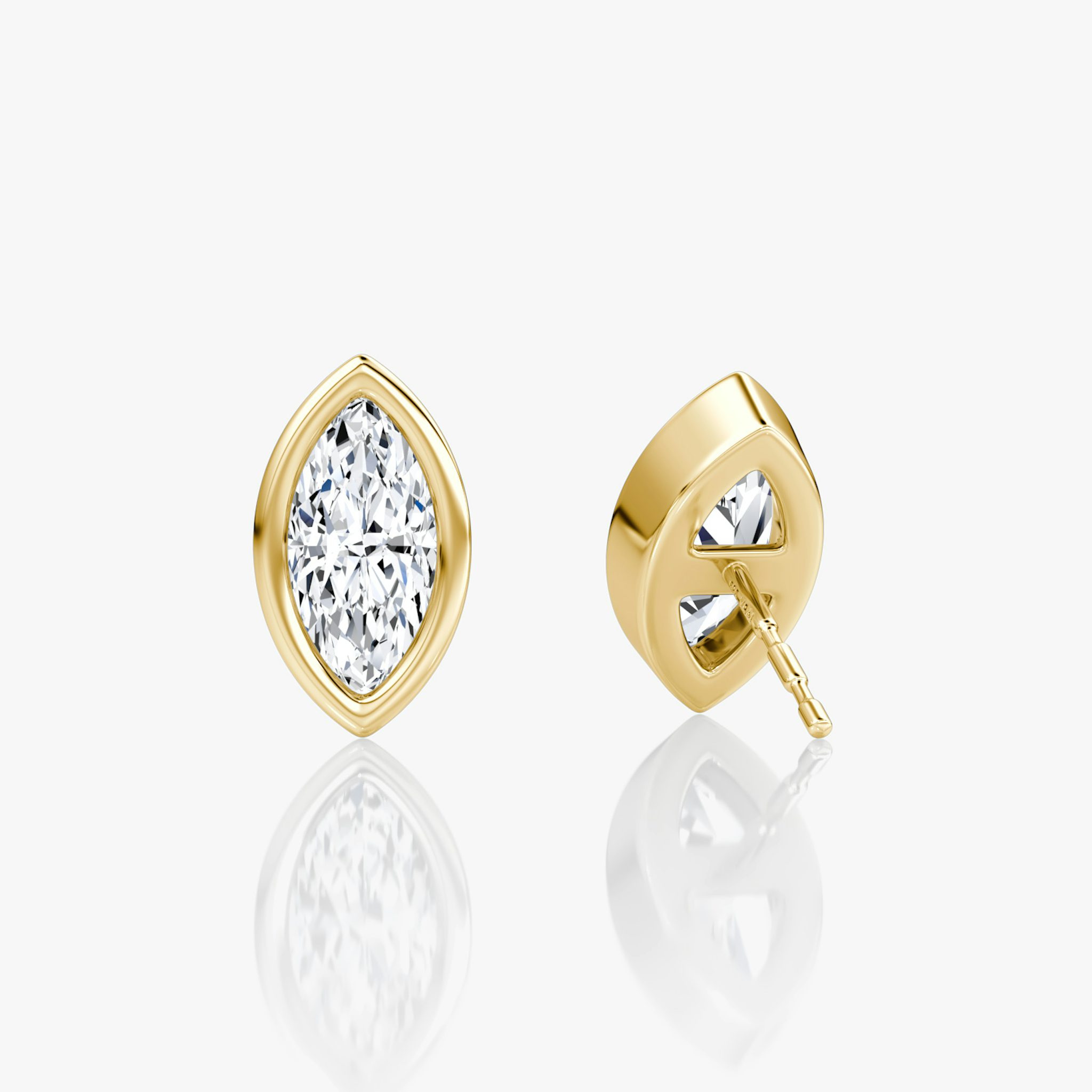 Bezel Solitaire Stud | Marquise | 14k | Yellow Gold | caratWeight: 0.75ct