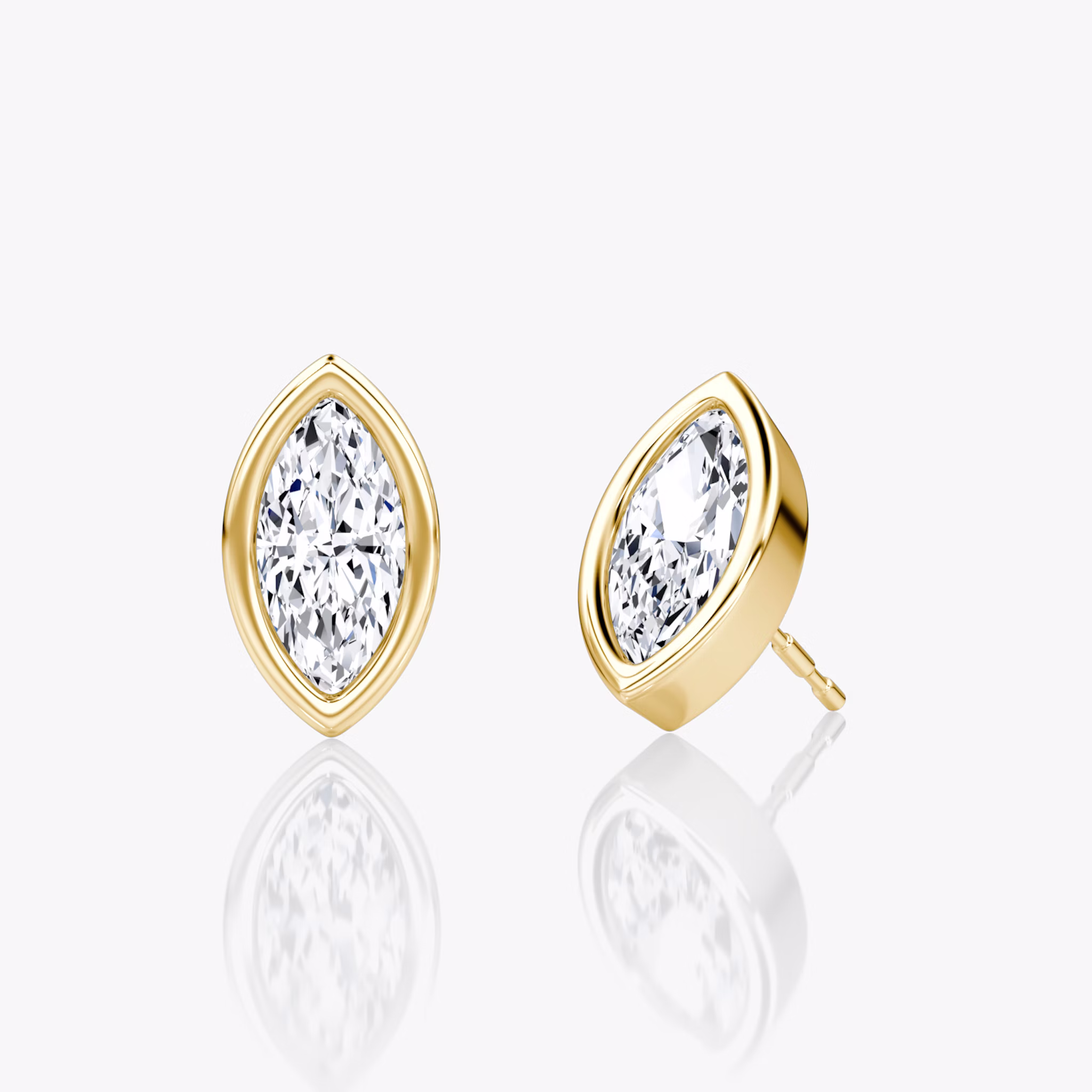 Bezel Solitaire Stud | Marquise | 14k | Yellow Gold | caratWeight: 0.75ct
