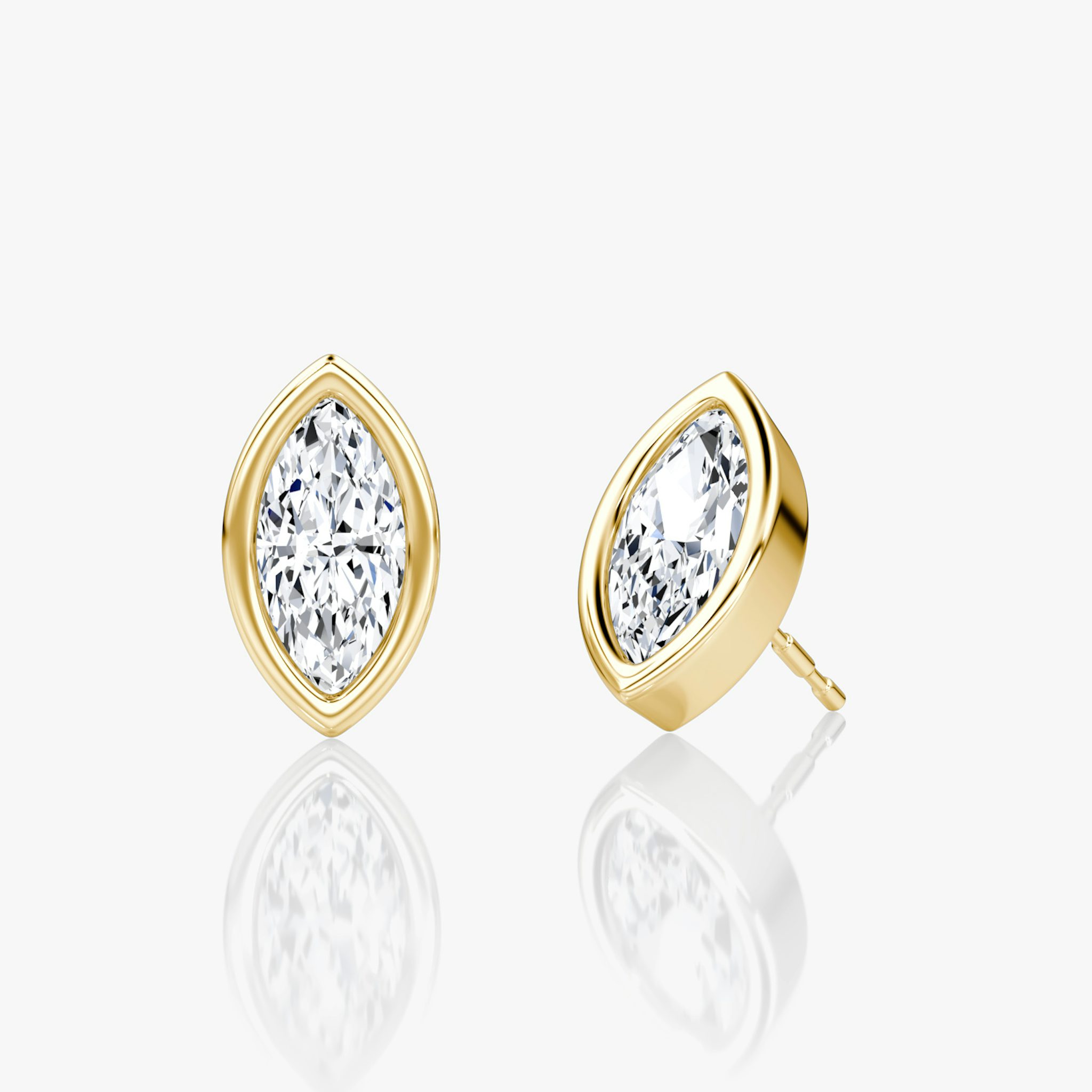 Bezel Solitaire Stud | Marquise | 14k | Yellow Gold | caratWeight: 0.75ct