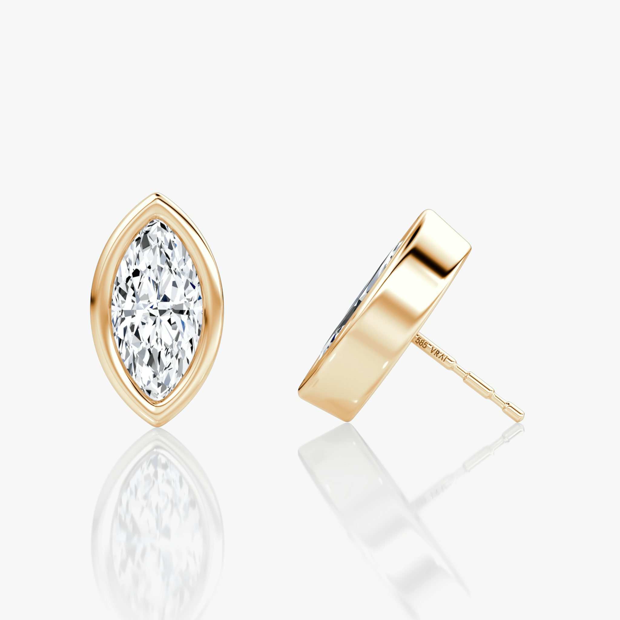 Bezel Solitaire Stud | Marquise | 14k | Rose Gold | caratWeight: other