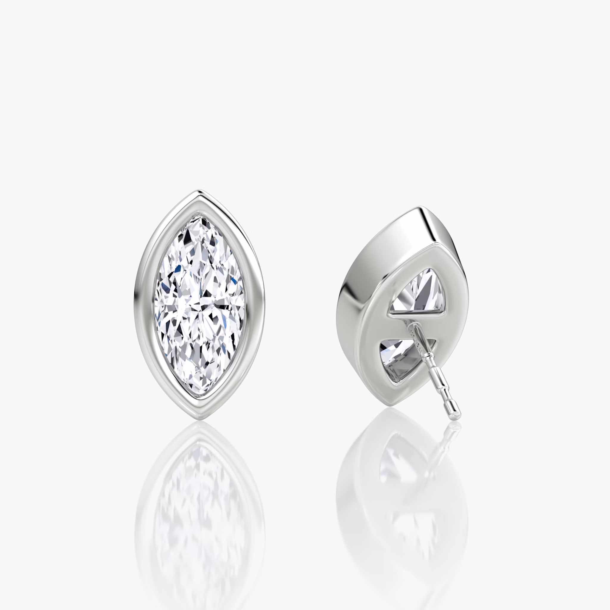 Bezel Solitaire Stud | Marquise | 14k | White Gold | caratWeight: 1.0ct