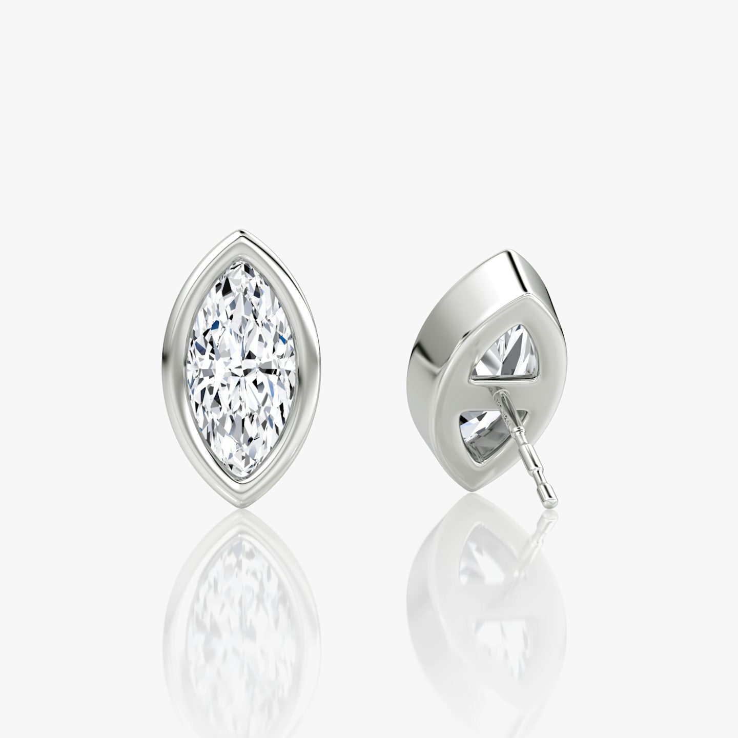 Bezel Solitaire Stud | Marquise | 14k | White Gold | caratWeight: other