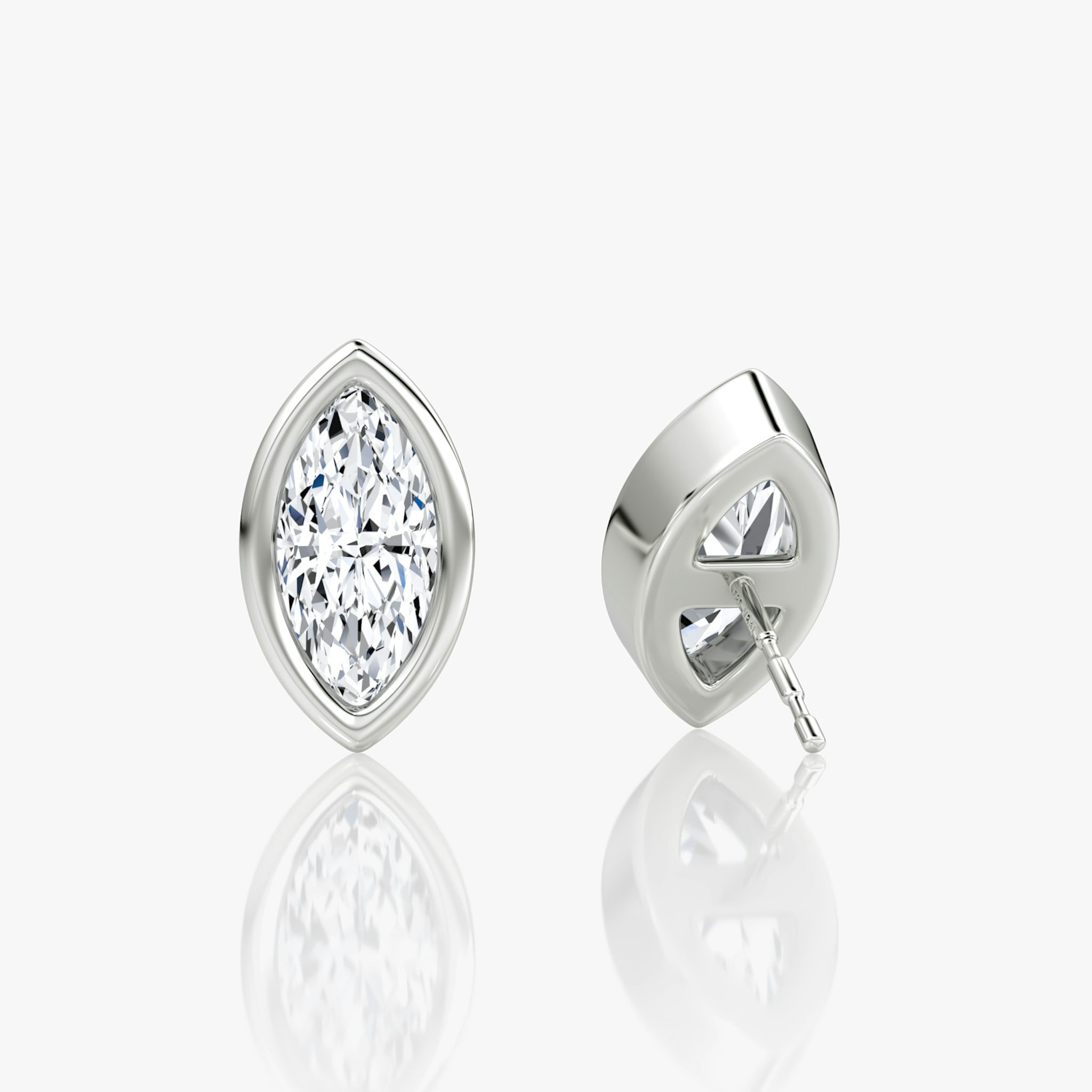 Bezel Solitaire Stud | Marquise | 14k | White Gold | caratWeight: 1.0ct