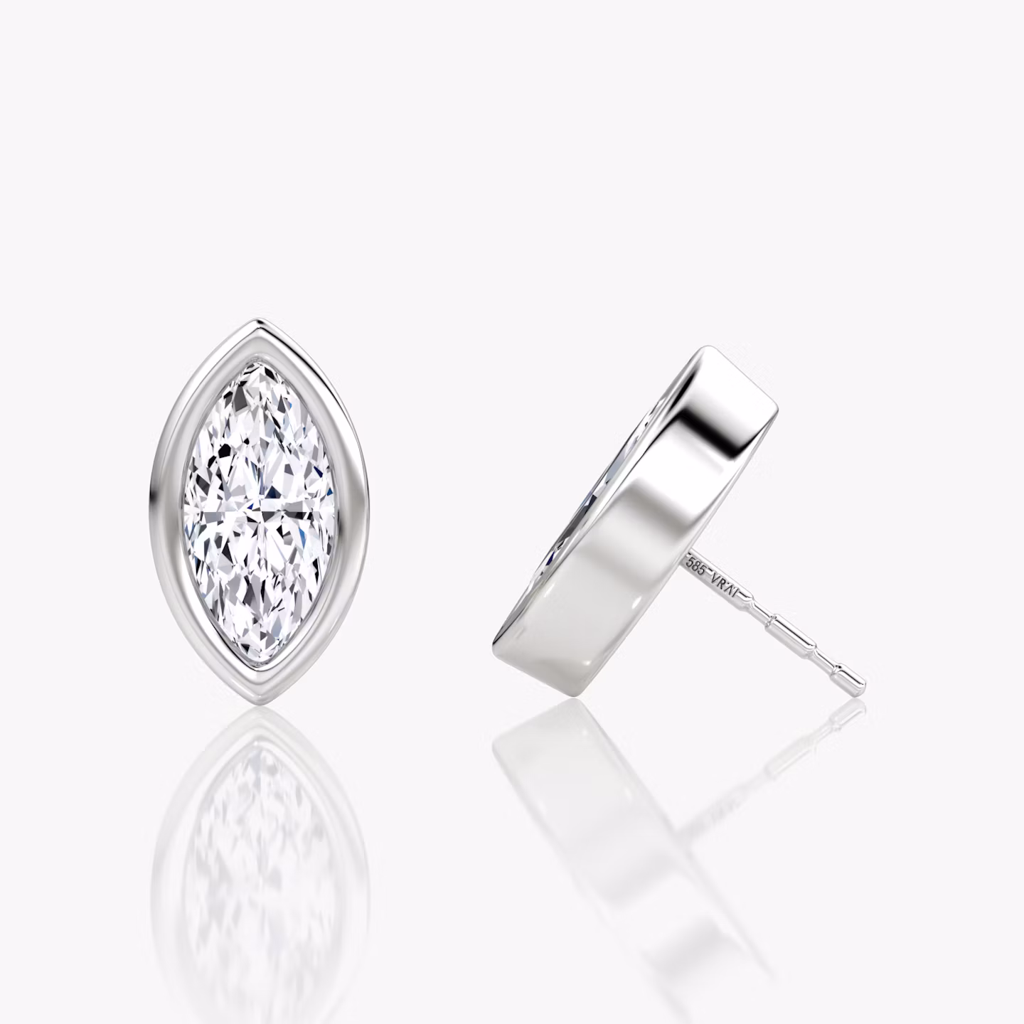 Bezel Solitaire Stud | Marquise | 14k | White Gold | caratWeight: other